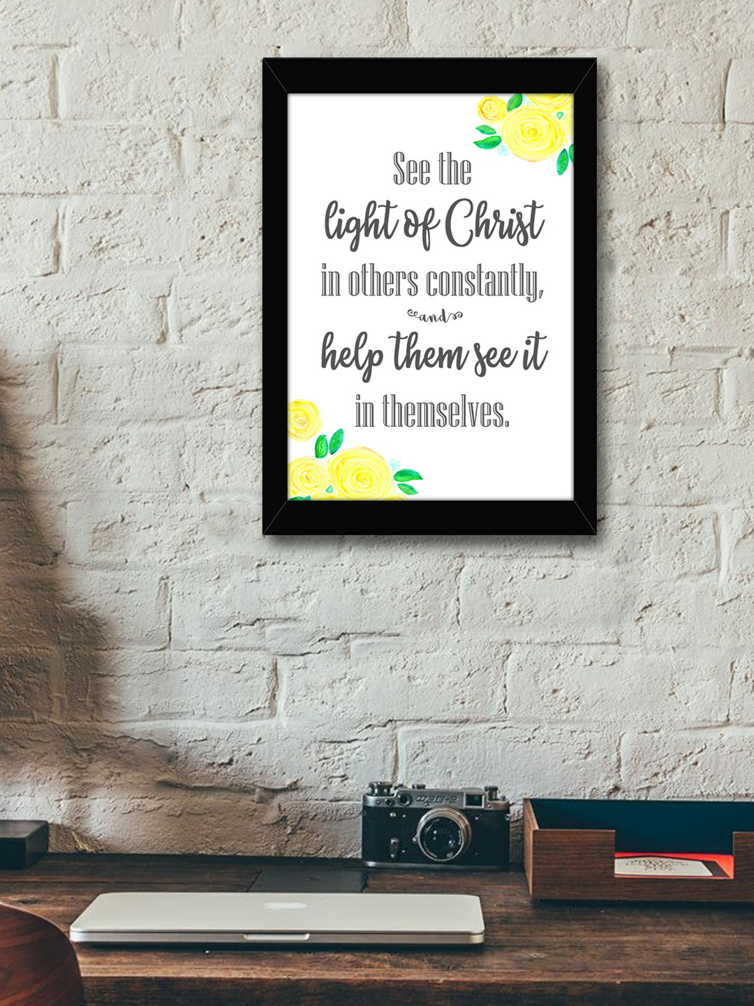 TIED RIBBONS Black & Cream Coloured Solid Inspirational Typographic Wall Art