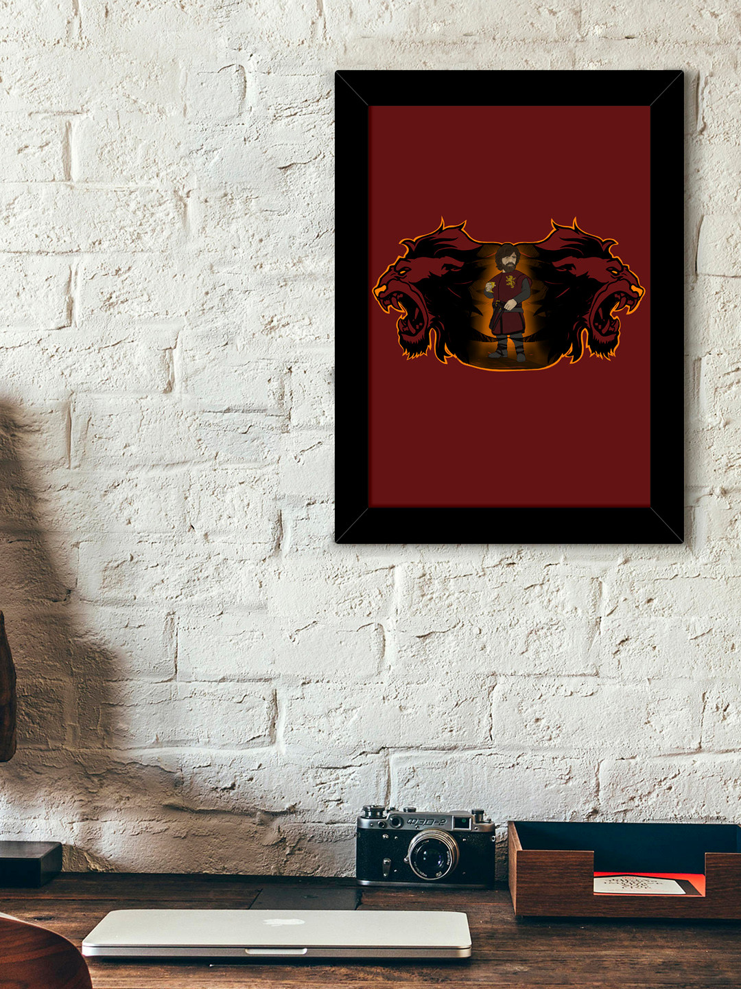 TIED RIBBONS Black & Maroon Solid Game Of Thrones Caricature Wall Art
