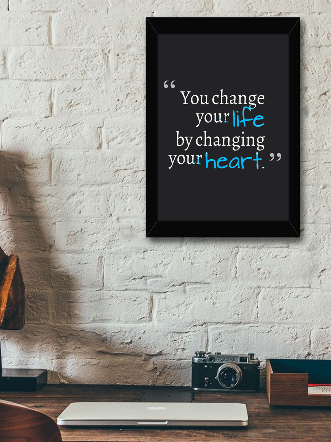 TIED RIBBONS Black & Grey Solid Inspirational Typographic Wall Art