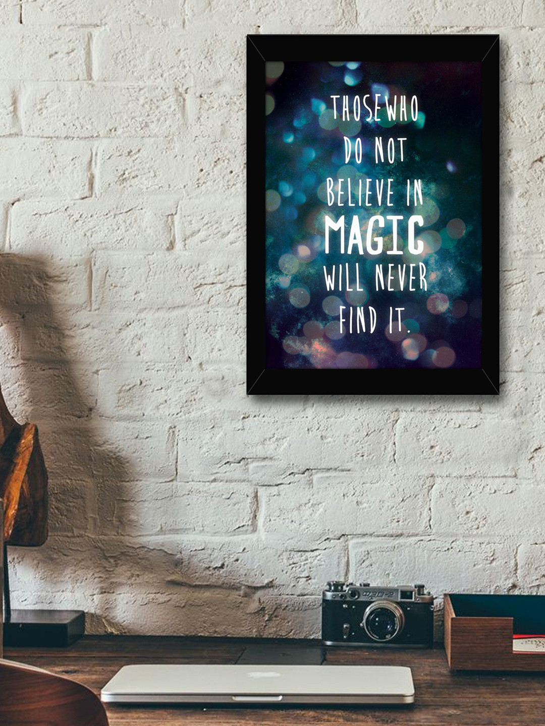 TIED RIBBONS Black & Navy Blue Solid Inspirational Typographic Wall Art