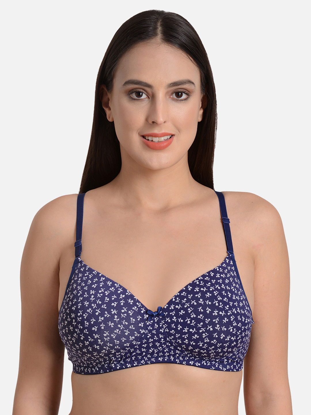 mod & shy Blue Printed Non-Wired Lightly Padded T-shirt Bra MS143