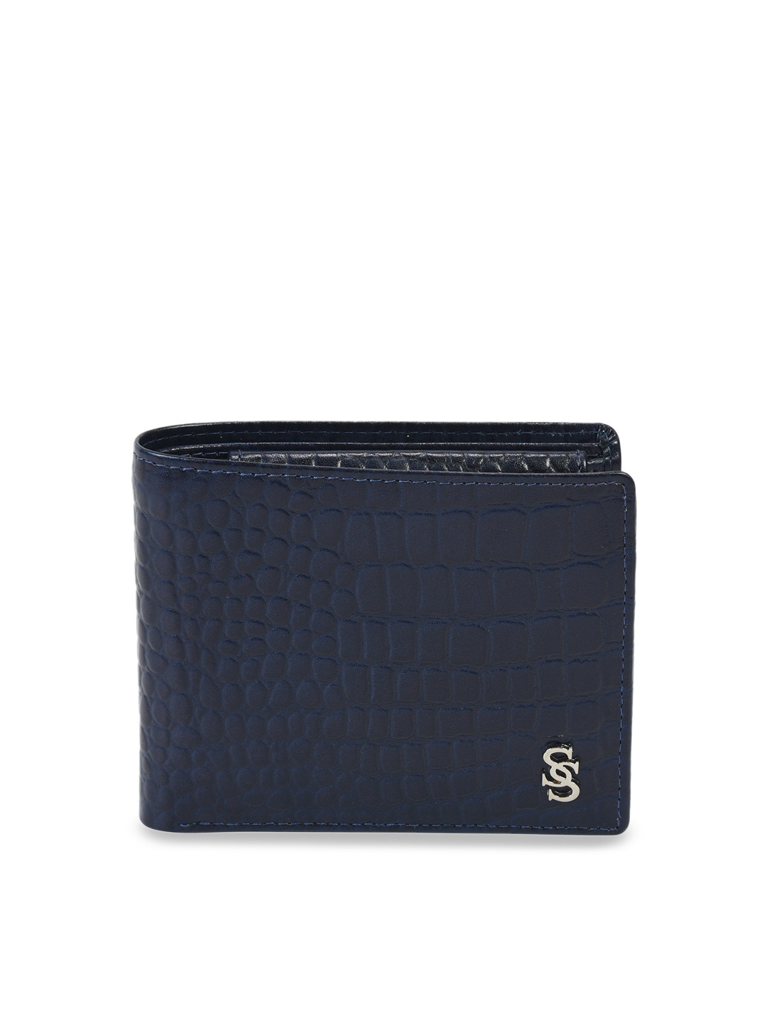 Second SKIN Men Blue Textured Two Fold Wallet