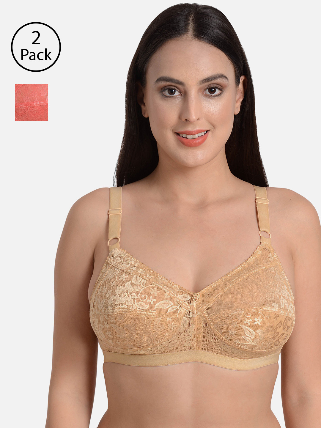 mod & shy Pack of 2 Assorted Lace Non-Wired Non Padded Everyday Assorted Bras MS129130