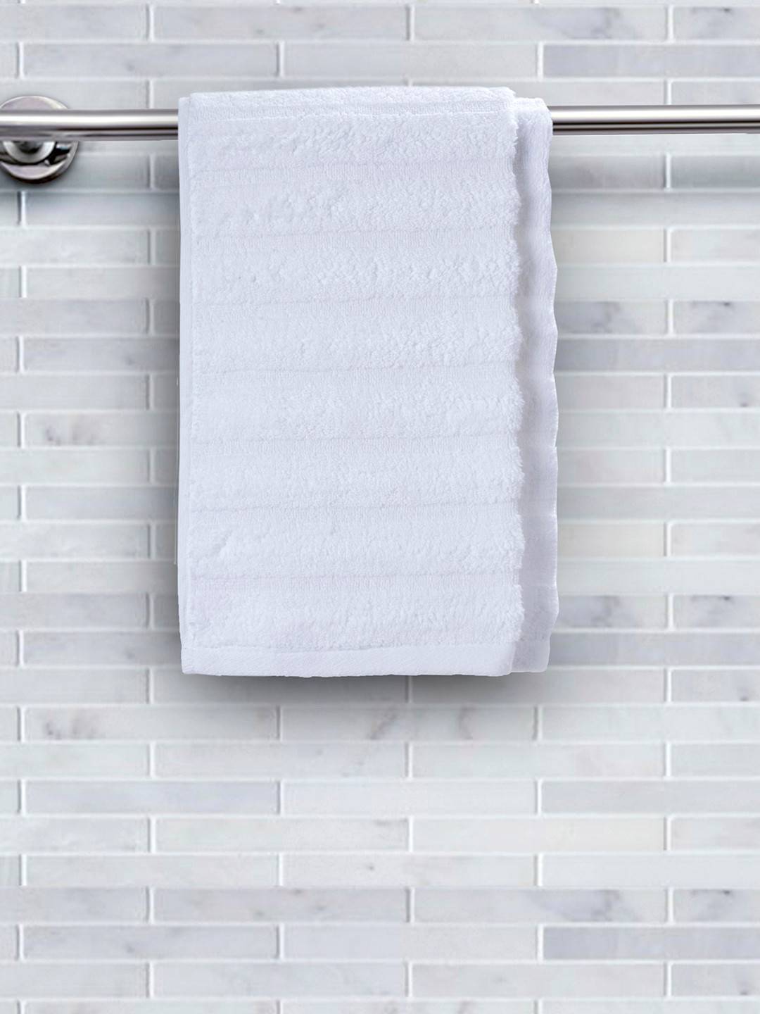 MASPAR Set of 2 White Solid Casper 550GSM Cotton Hand Towels