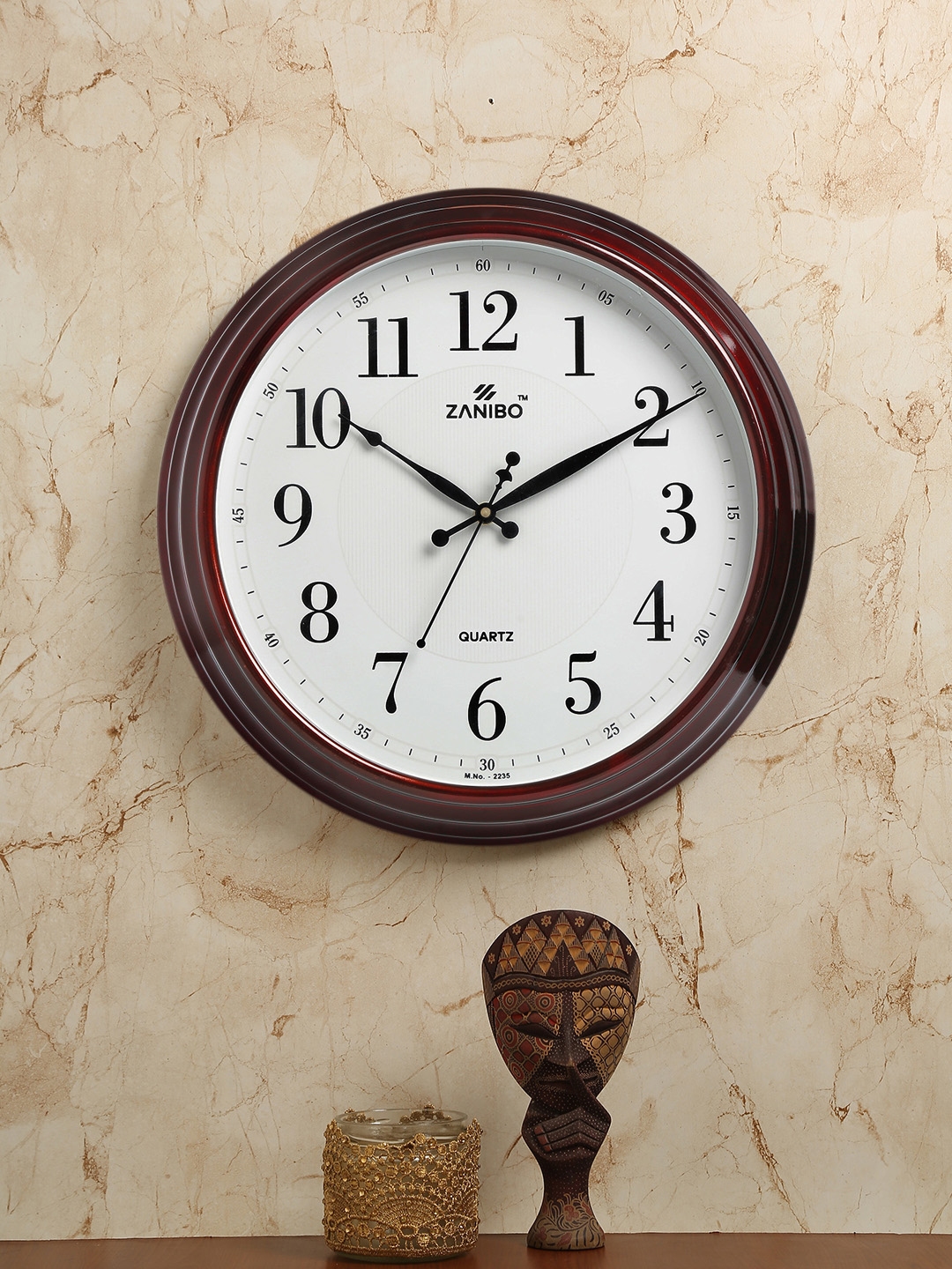 ZANIBO White Round Printed Analogue Wall Clock 38 cm