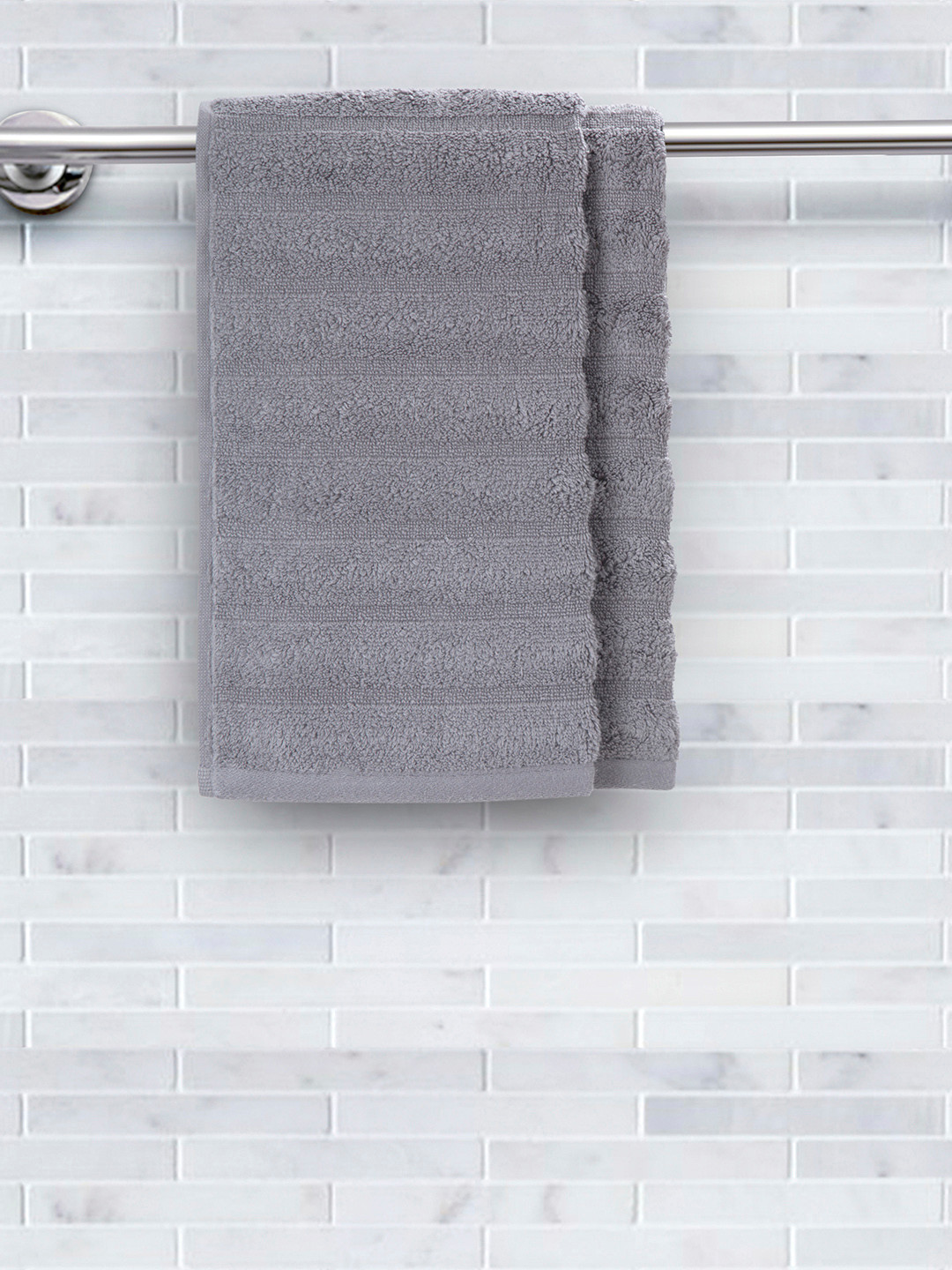 MASPAR Set of 2 Grey Solid Casper 550GSM Cotton Hand Towels