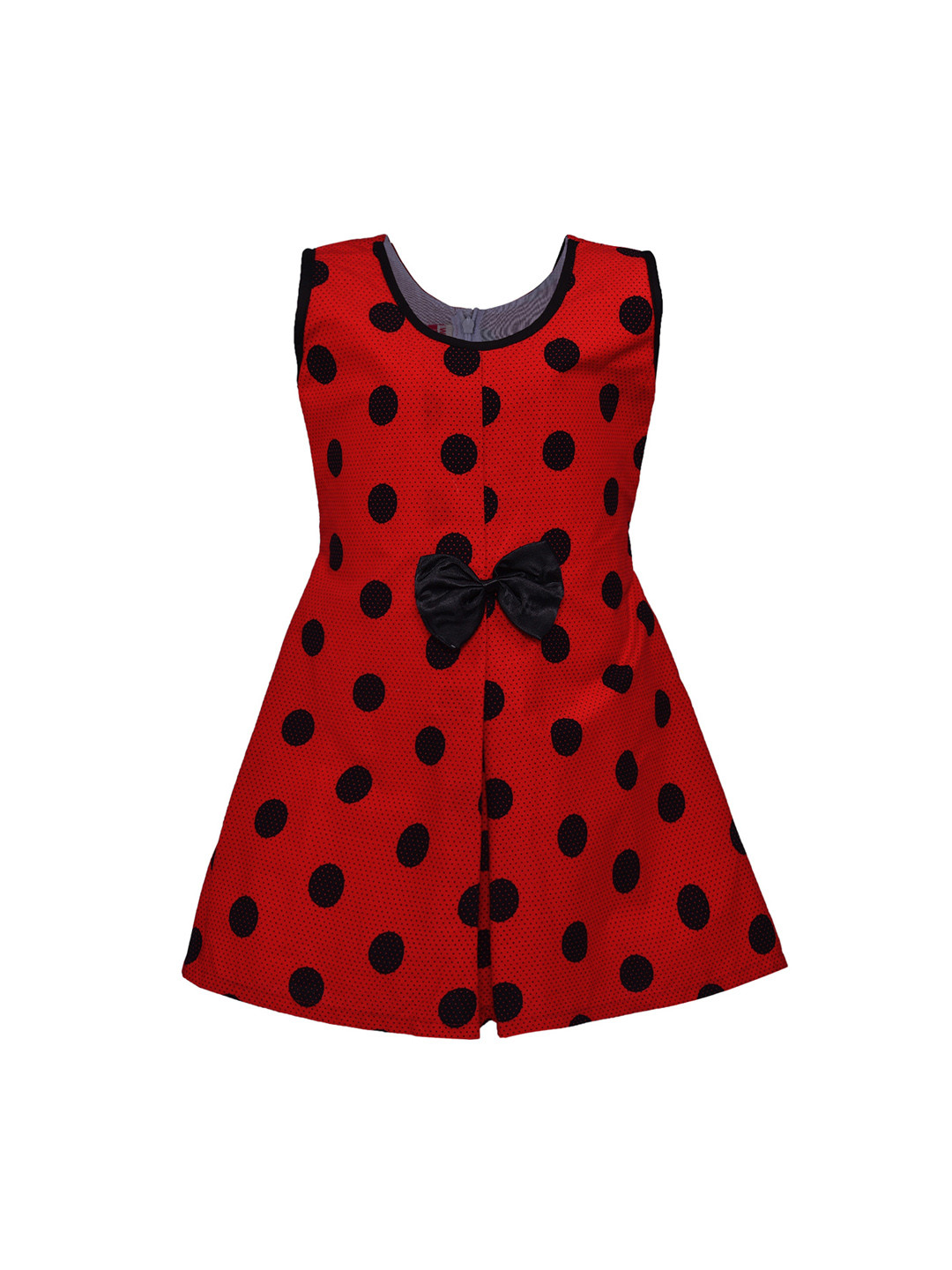 Wish Karo Girls Red Polka Dots Fit and Flare Dress