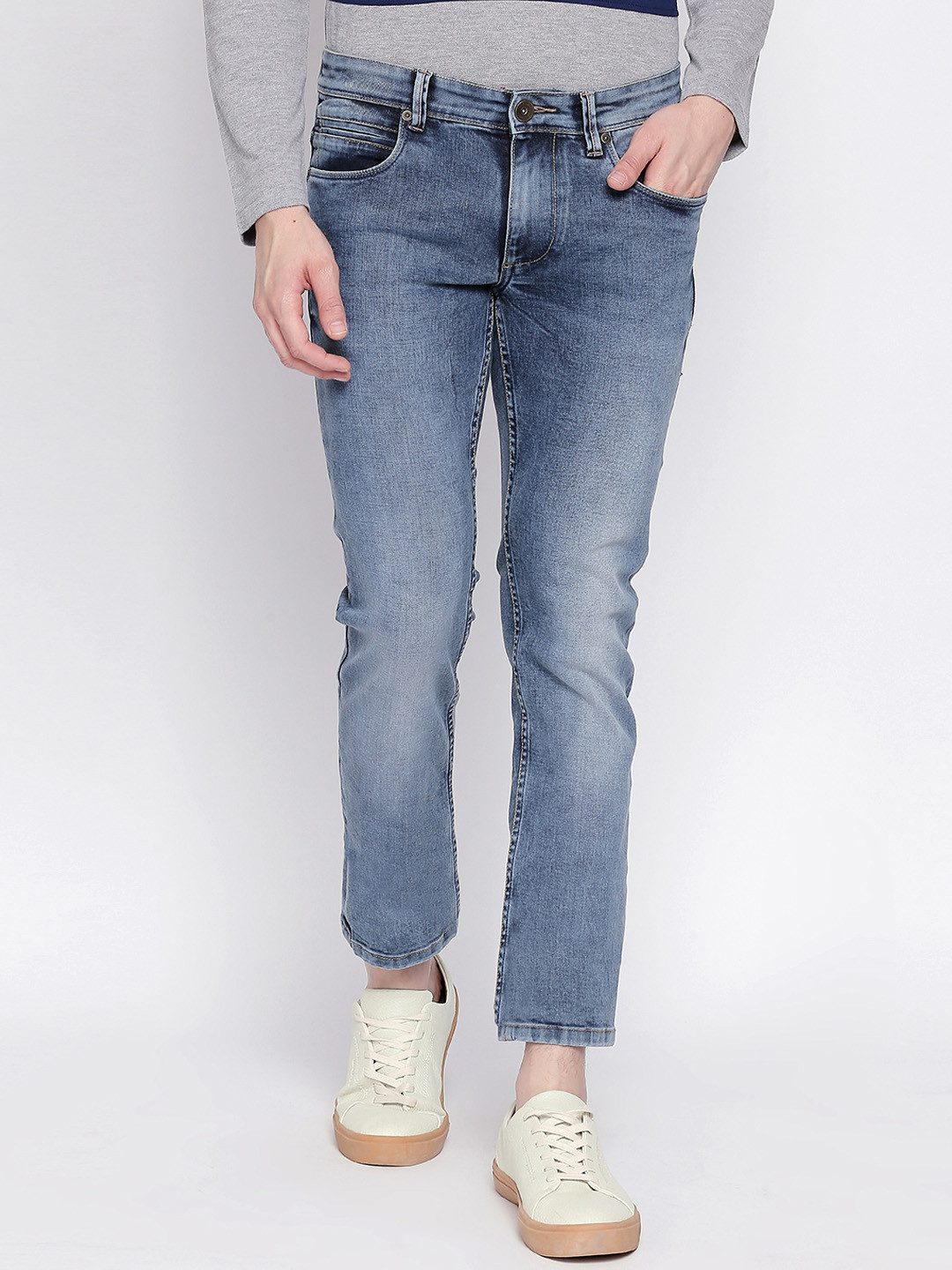 Basics Men Blue Super Skinny Fit Low-Rise Clean Look Stretchable Jeans