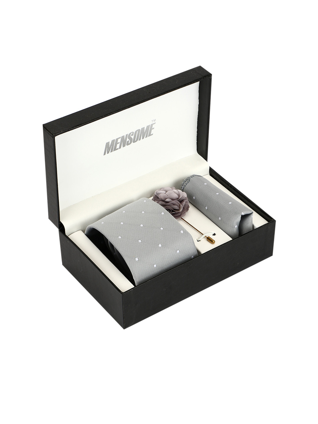 MENSOME Men Grey & White Accessory Gift Set