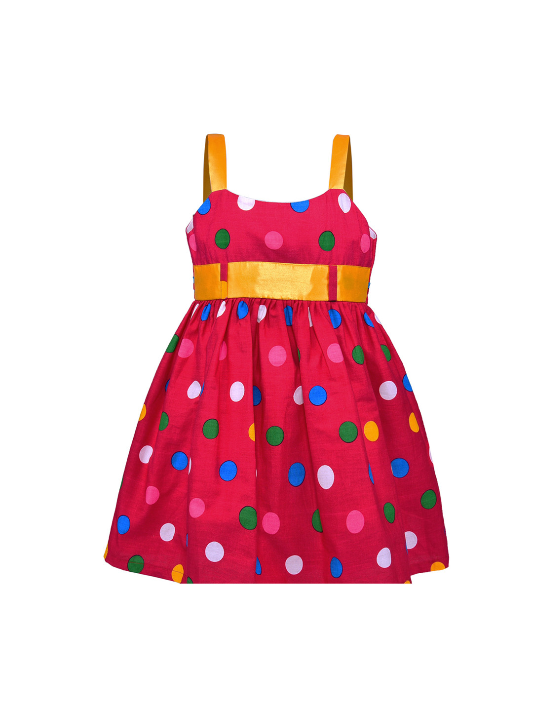 Wish Karo Girls Pink Polka Dots Fit and Flare Dress