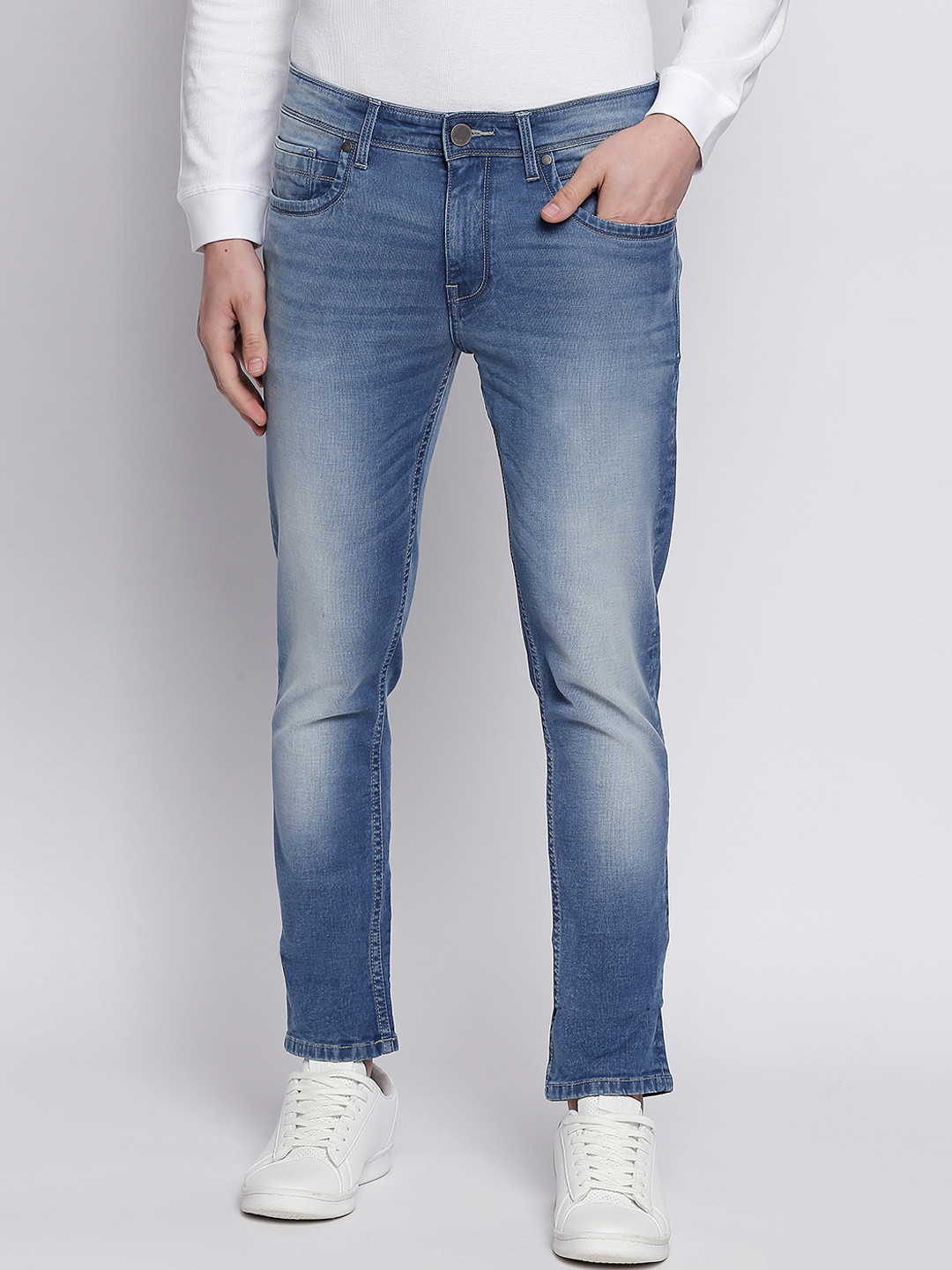 Basics Men Blue Super Skinny Fit Low-Rise Clean Look Stretchable Jeans