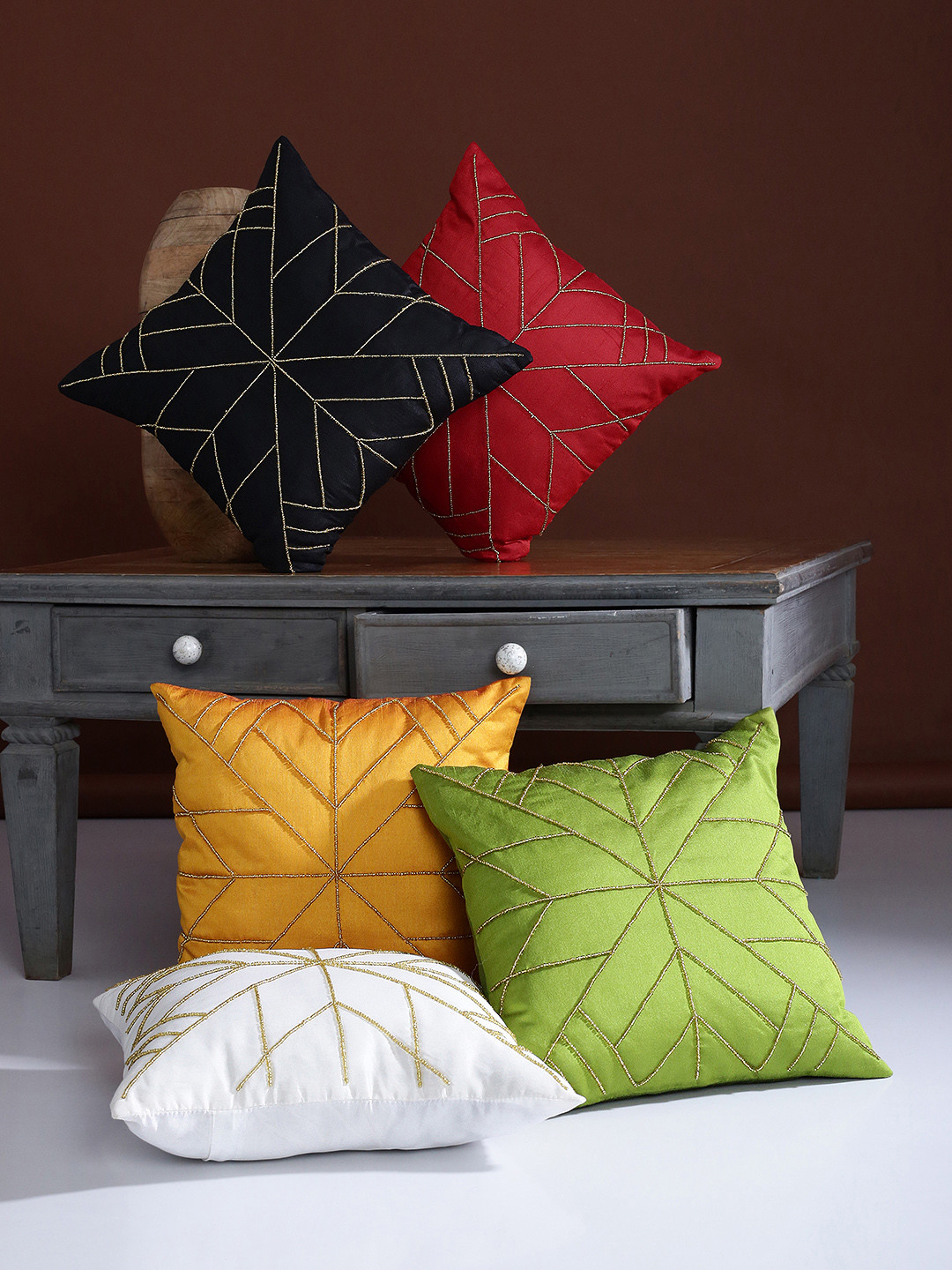 Alina decor Set of 5 Hand Beads Work cushion covers