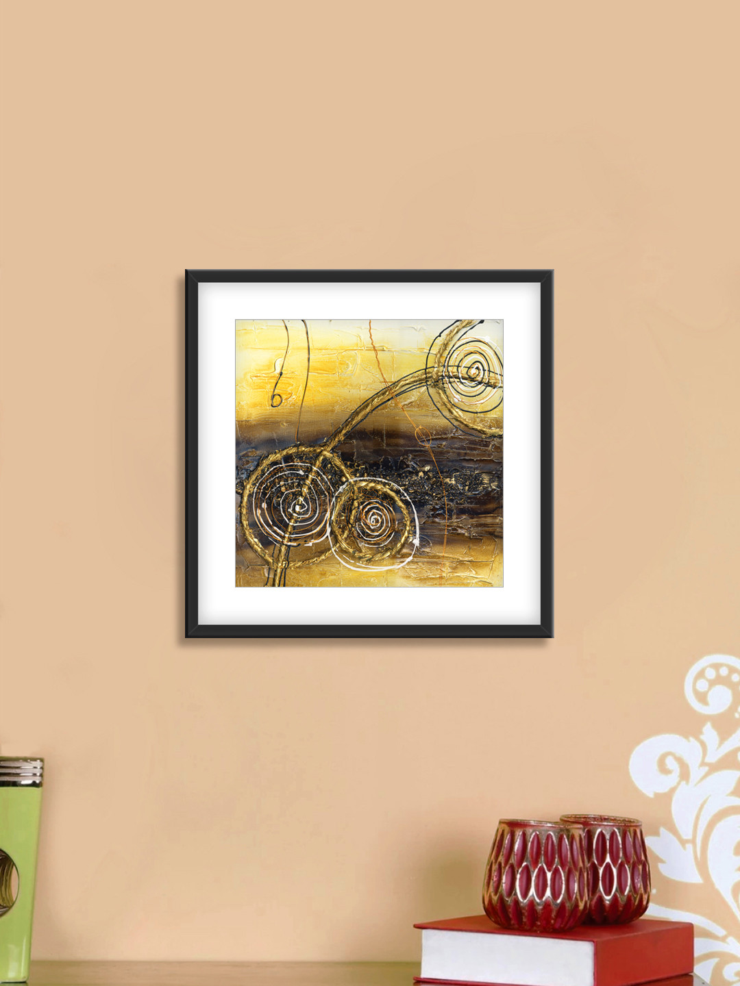 999Store Gold & Blue Abstract Pattern Cotton Canvas Digitally Printed Wall Art