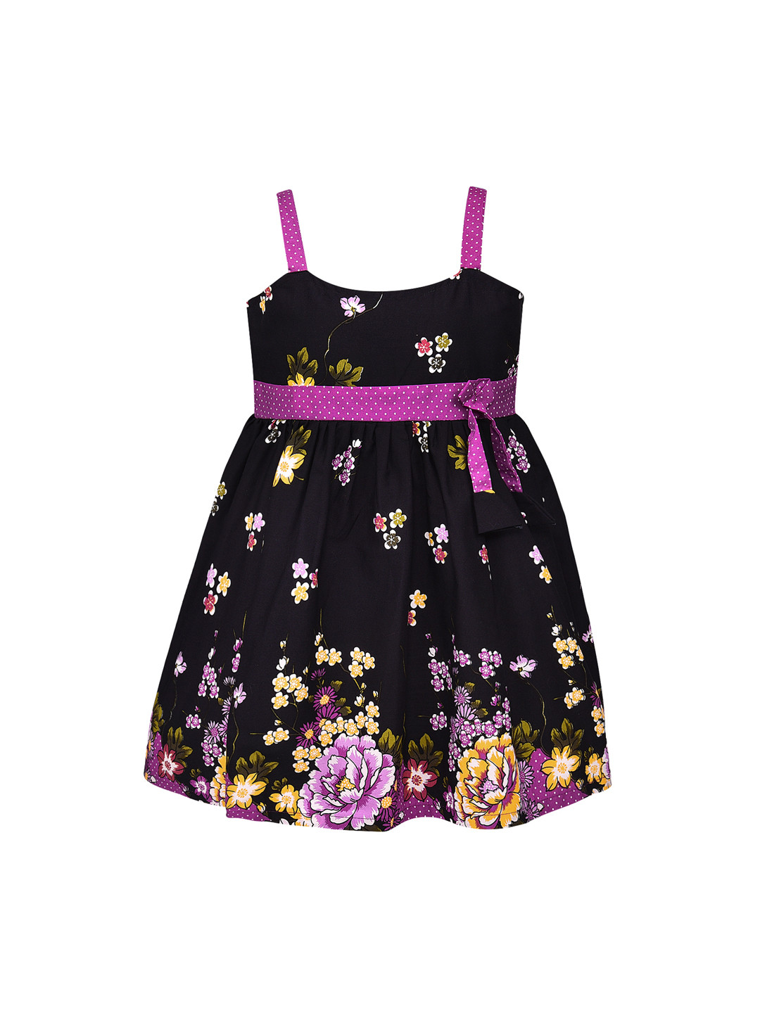 Wish Karo Girls Purple Floral Printed Fit and Flare Dress