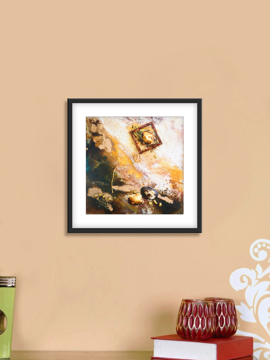 999Store Brown & White Universal Cotton Canvas Digitally Printed Wall Art