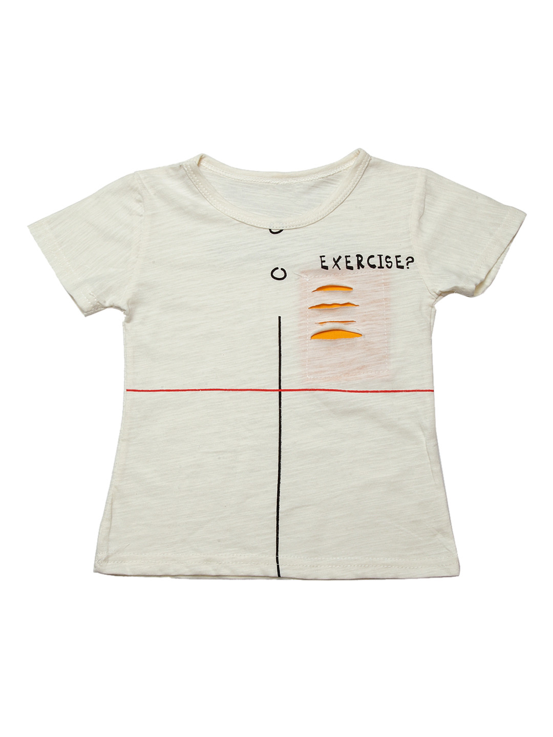 J Style Unisex Cream-Coloured Printed Round Neck T-shirt