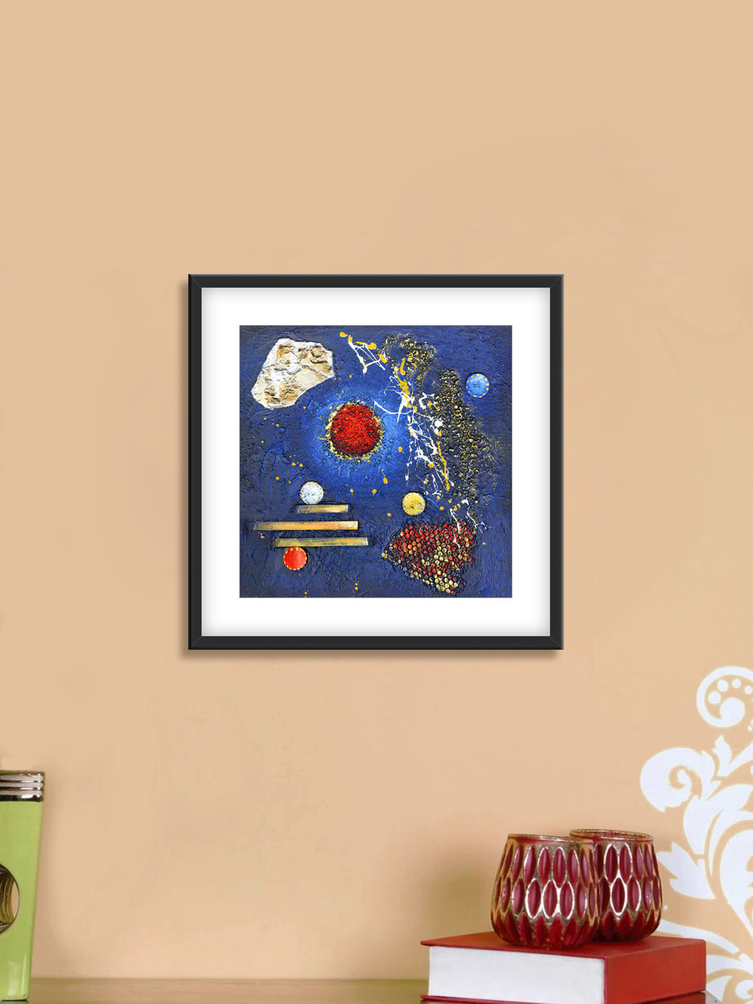 999Store Blue & Red Universal Cotton Canvas Digitally Printed Wall Art
