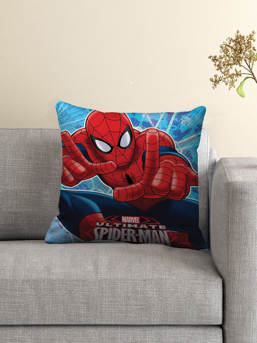 Marvel Red & Blue Spider Man Single Square Cushion Cover