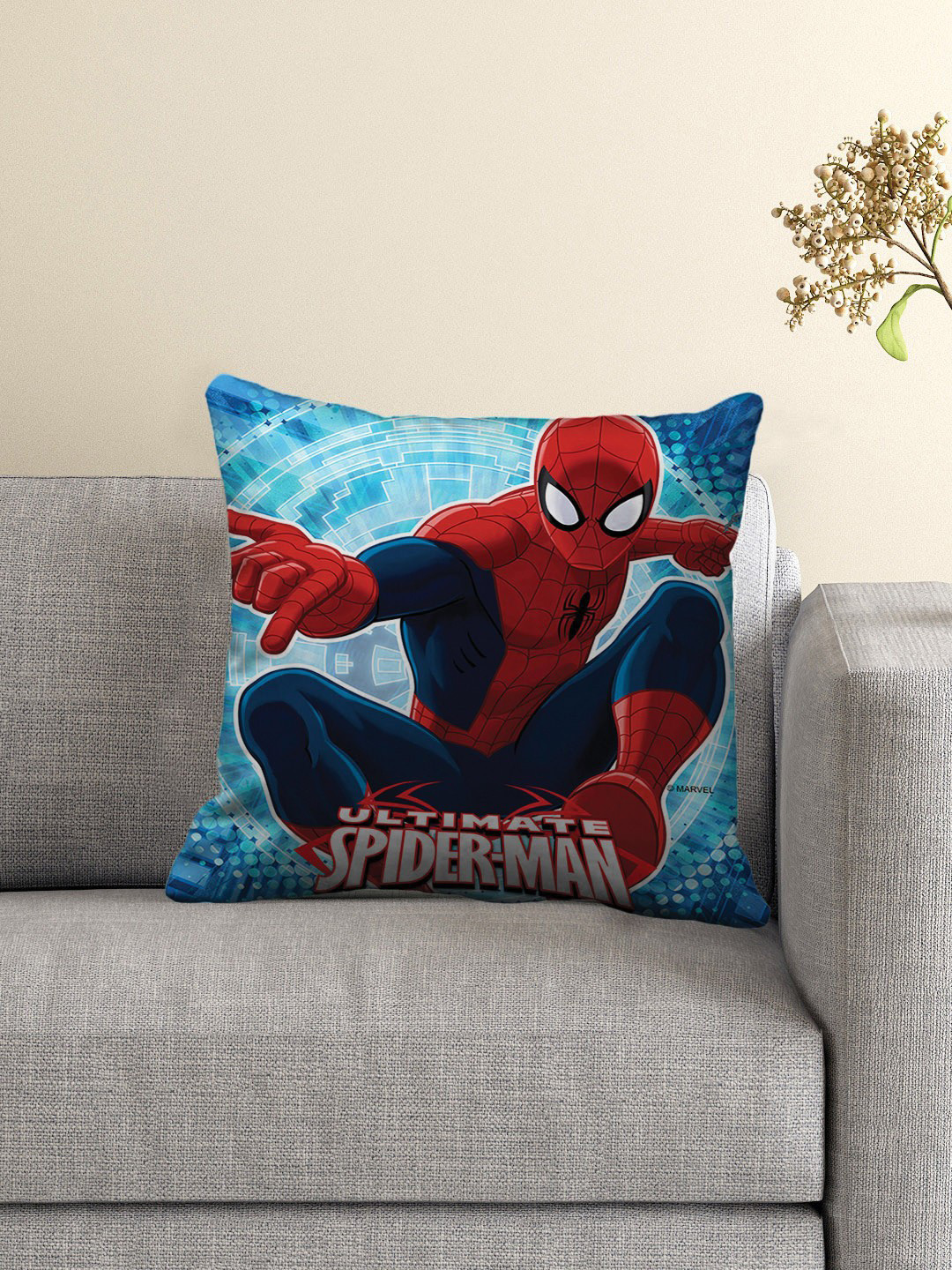 Marvel Blue & Red Spider Man Single Square Cushion Cover