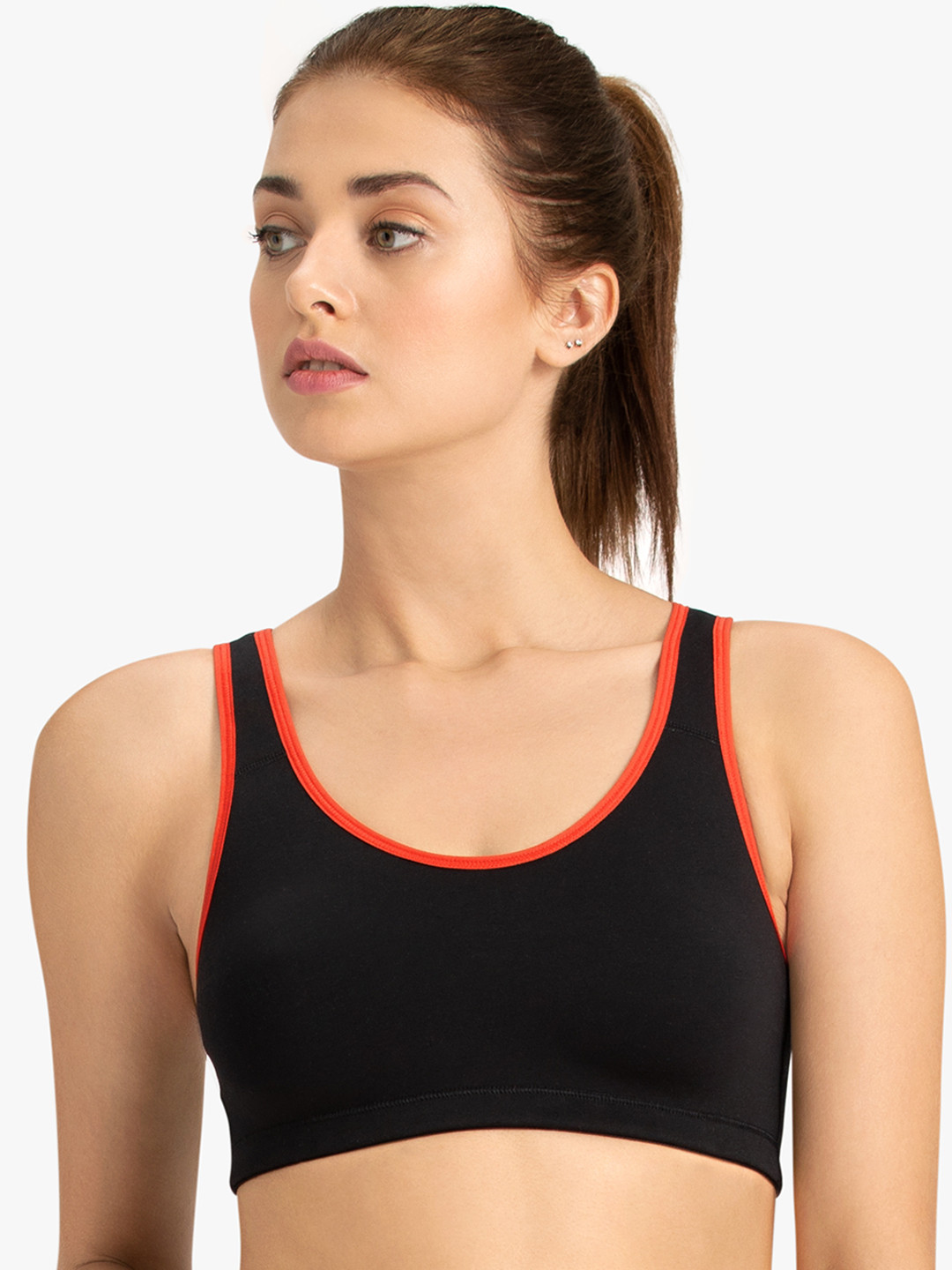 Amante Black Solid Non-Wired Lightly Padded Sports Bra ABR18102