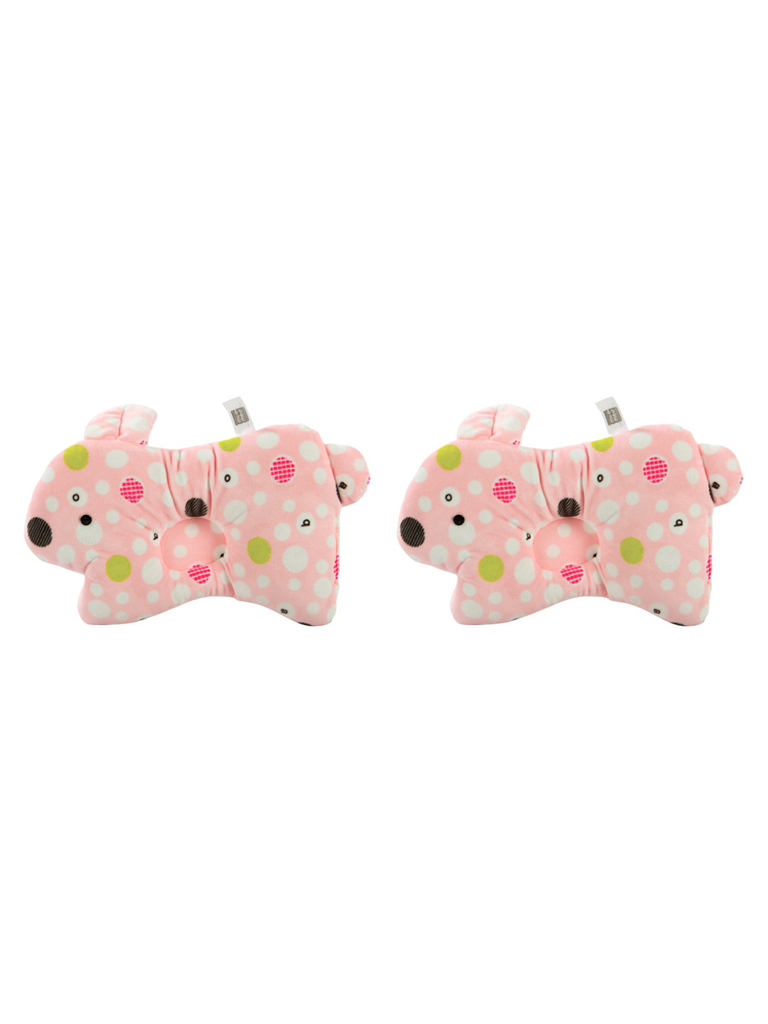 MeeMee Pink Cartoon Characters Cotton Breathable Set of 2 Medium Fibre Baby Pillow-2 x 26 x 2 cm