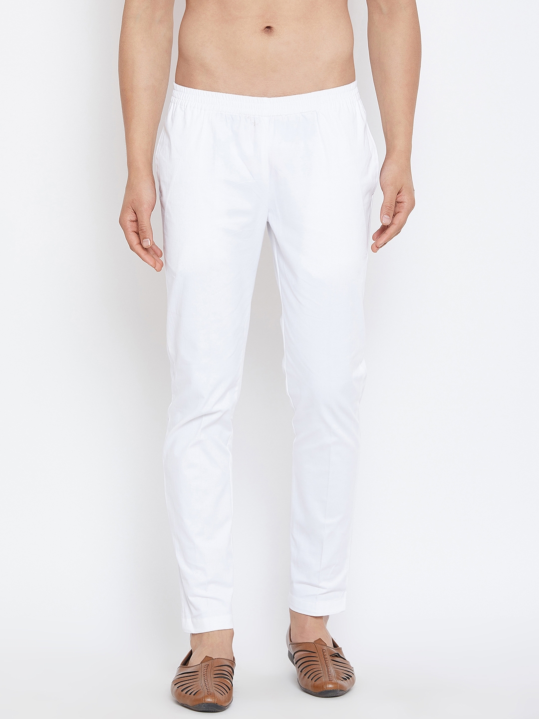 White Cotton Satin Lycra Churidar Pants Design by Dev R Nil Men at Pernias  Pop Up Shop 2023