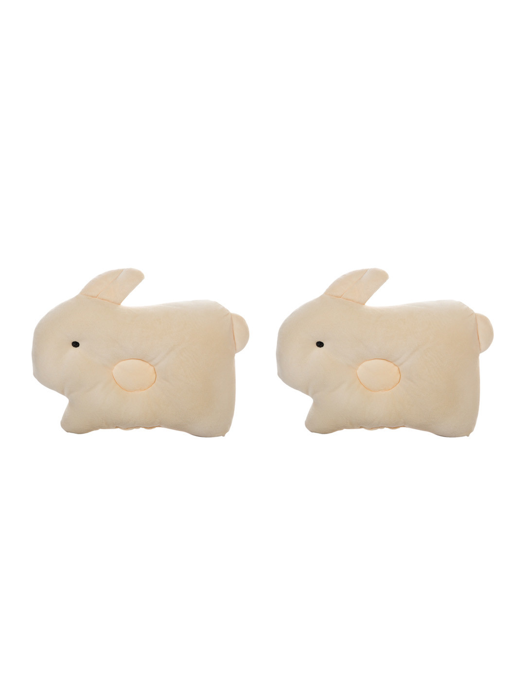 MeeMee Cream Solid Cotton Breathable Set of 2 Medium Fibre Baby Pillow-2 x 26 cm