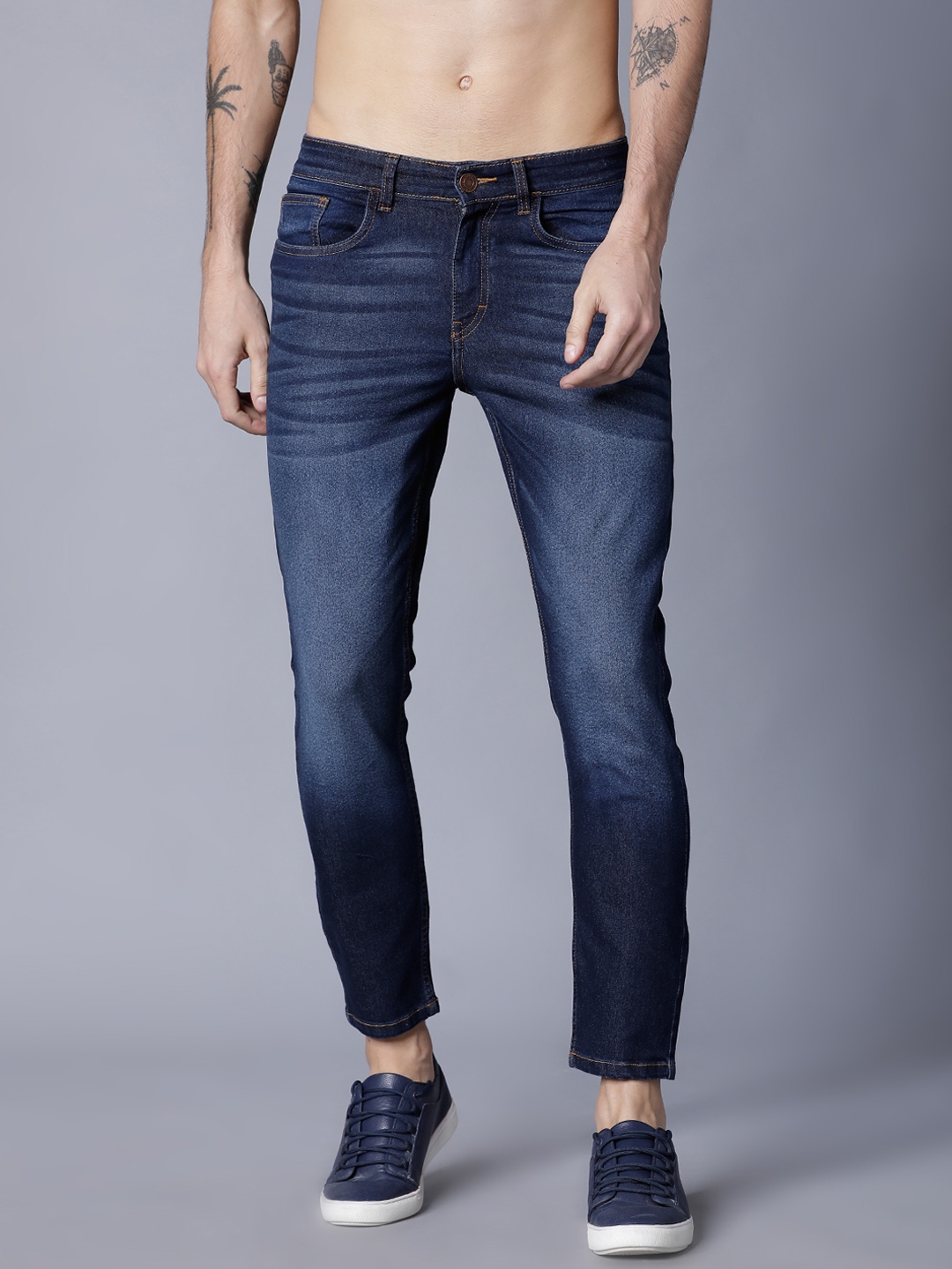 mens blue tapered jeans