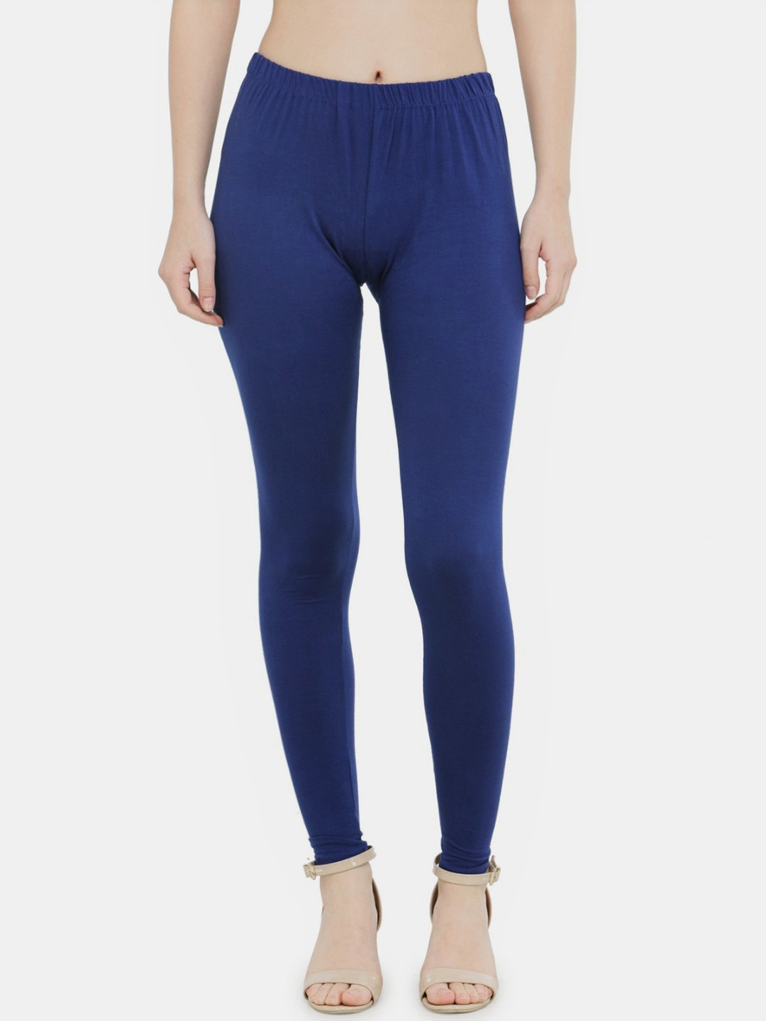 N-Gal Women Blue Solid Ankle Length Leggings