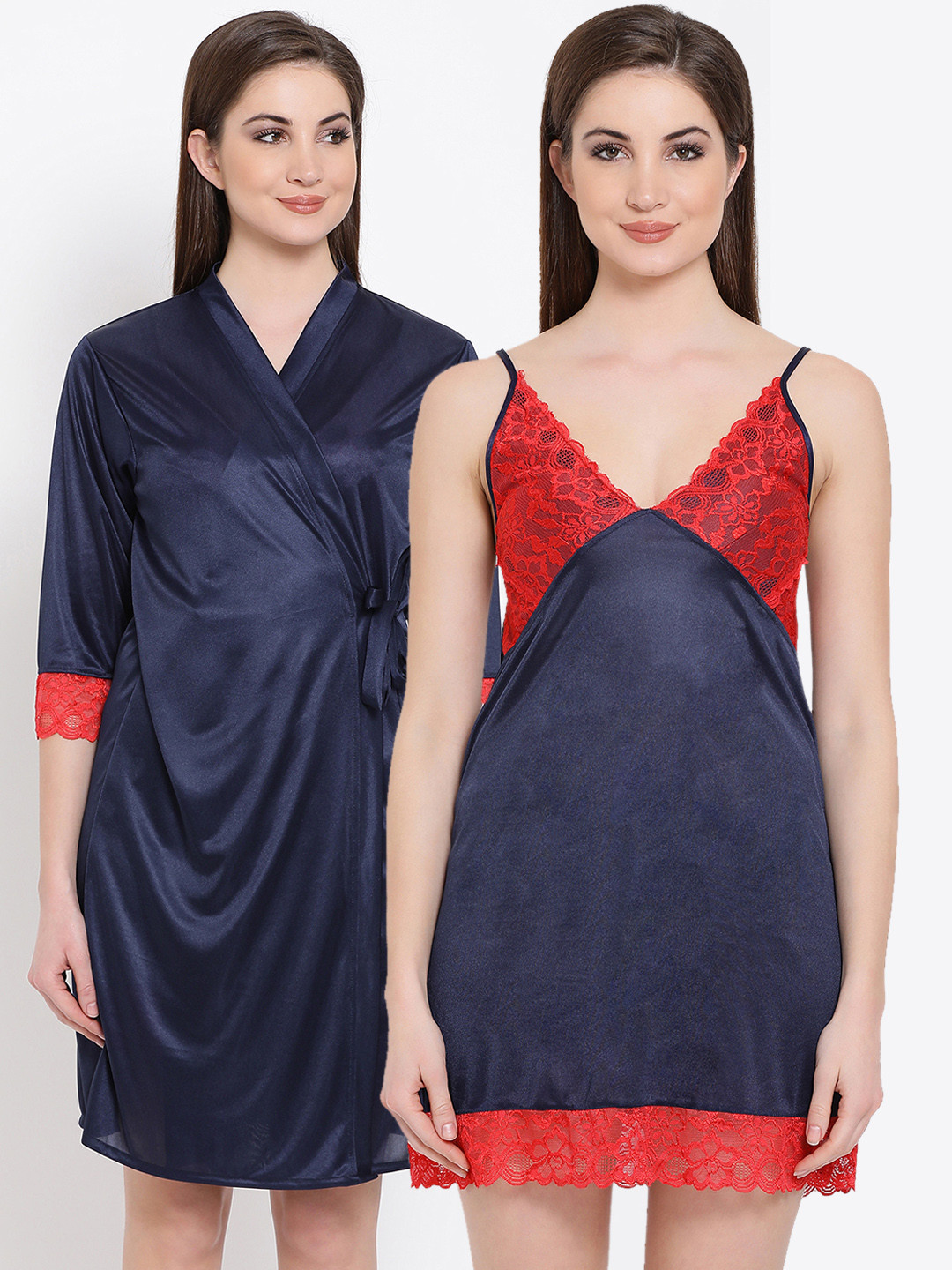 Clovia Blue Solid Nightdress NSM294T08O