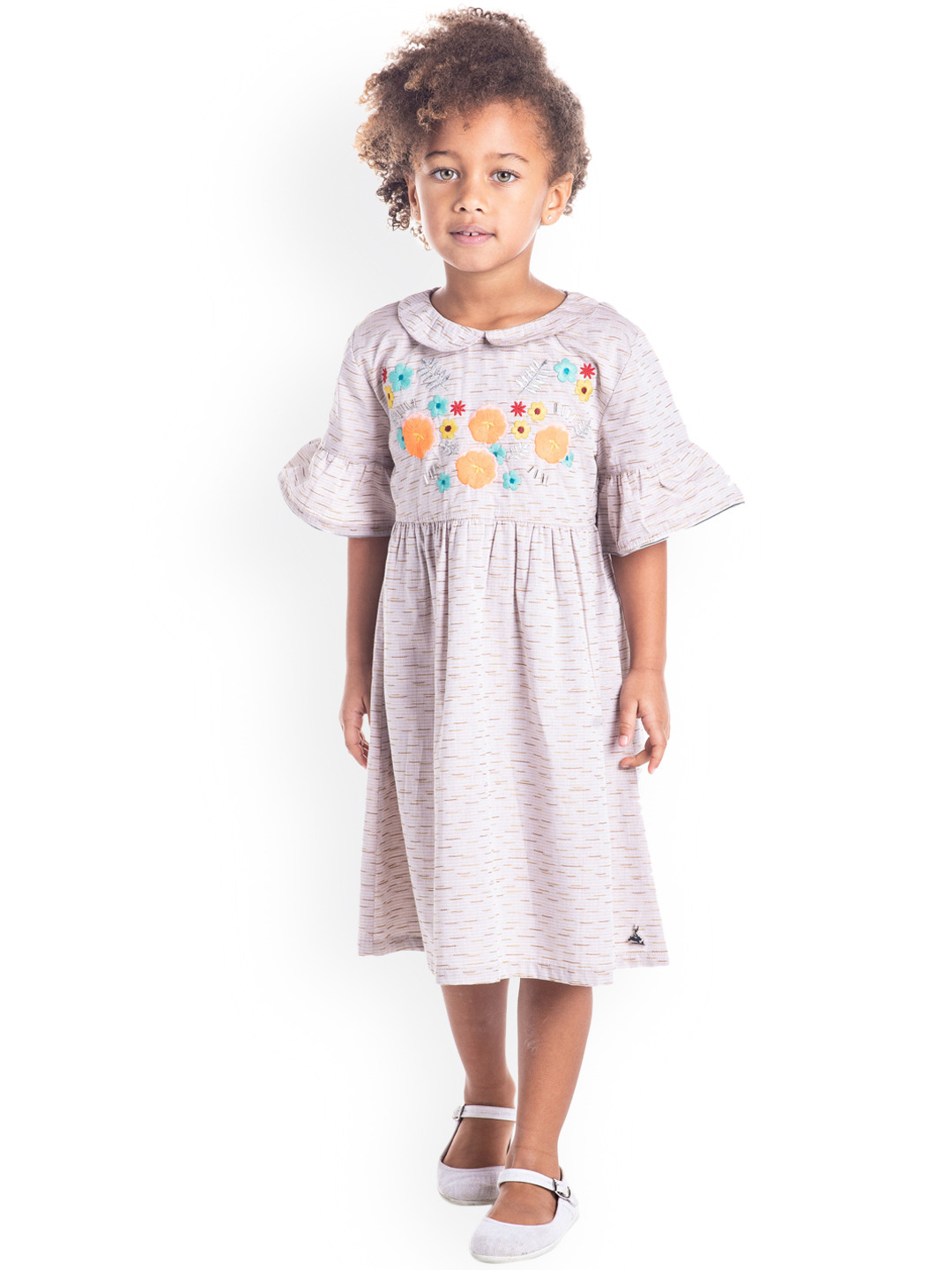 Cherry Crumble Girls Multicoloured Self Design Shirt Dress