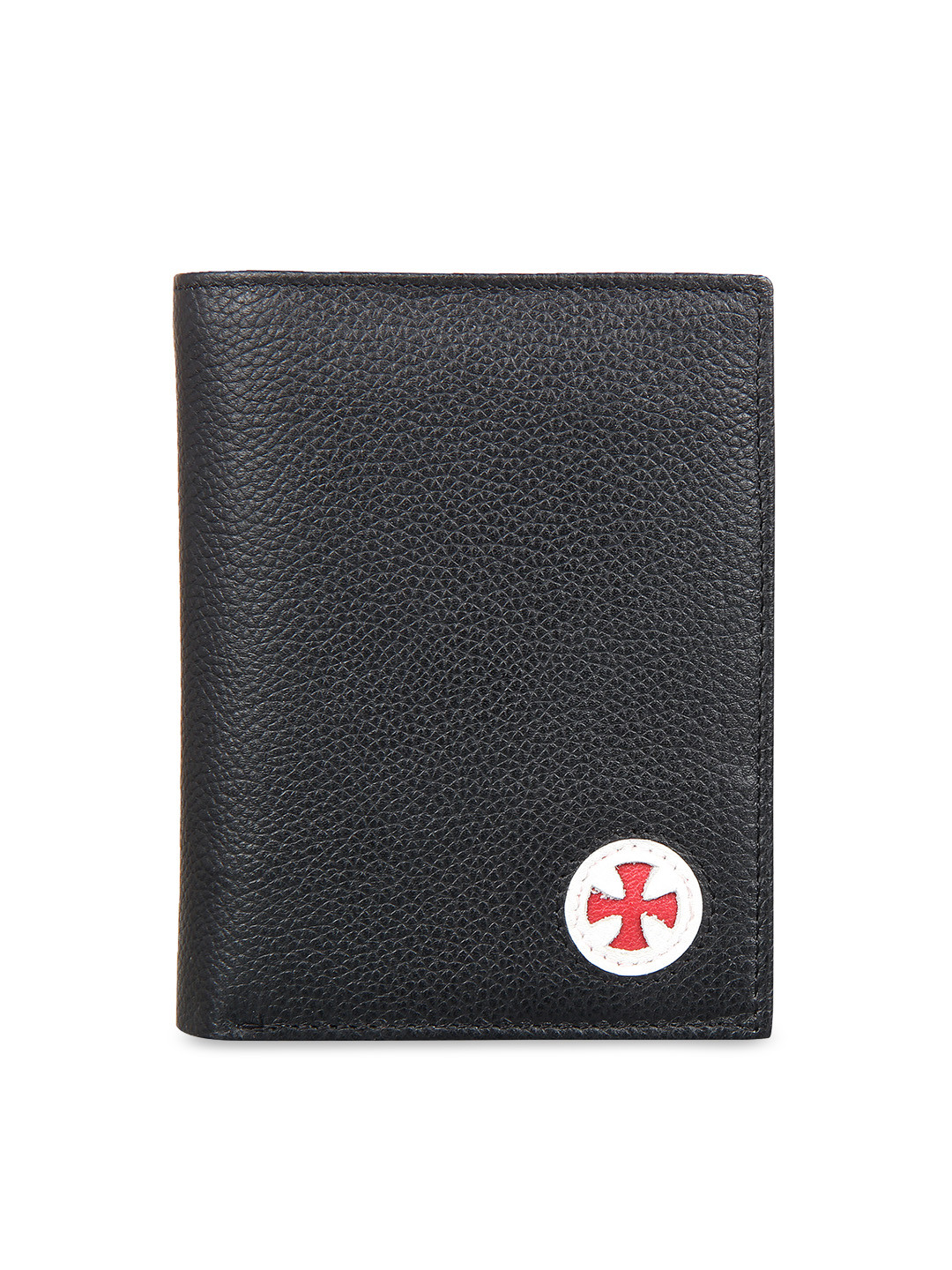 Leather Zentrum Men Black Solid Leather Two Fold Wallet