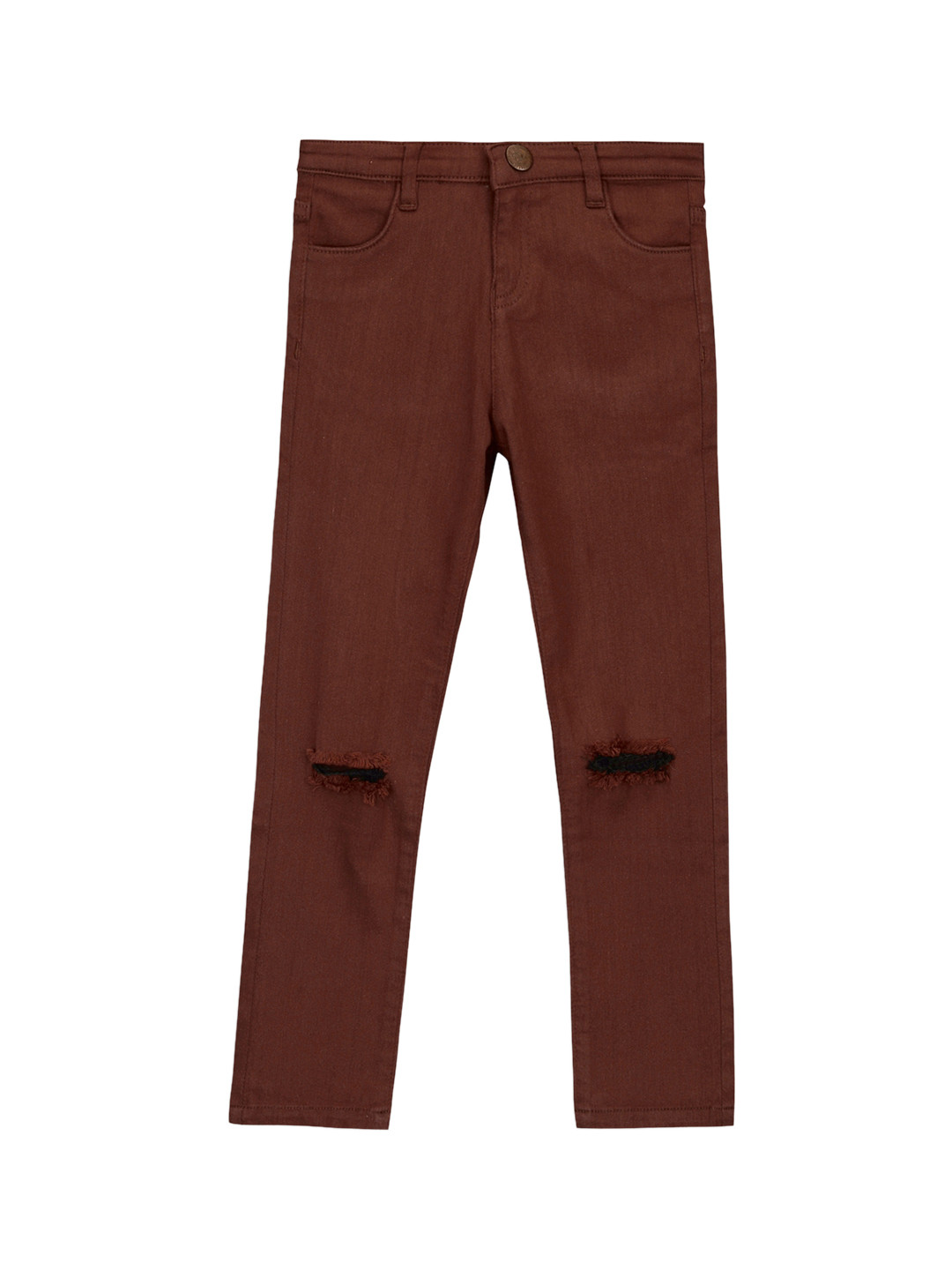 Cherry Crumble Unisex Brown Solid Straight-Fit Chino Pants