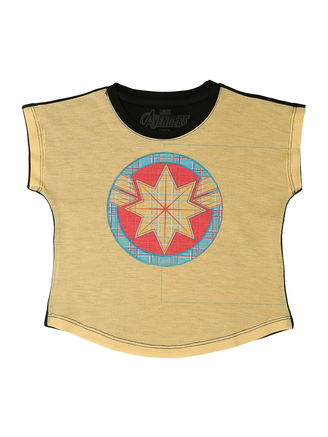 Marvel by Wear Your Mind Girls Yellow Captain Marvel Printed Top