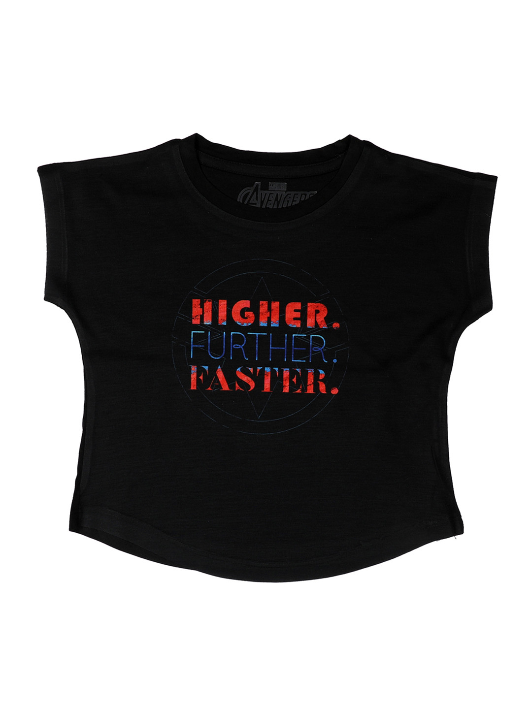 Marvel by Wear Your Mind Girls Captain Marvel Black Printed Top