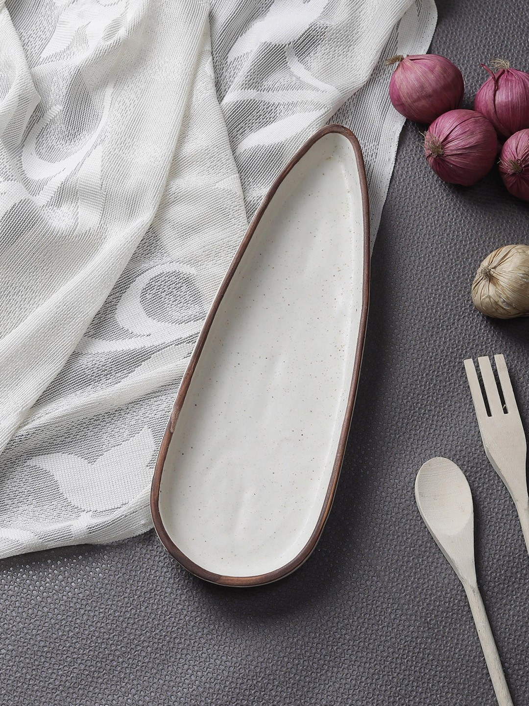 MIAH Decor Off-White Solid Stoneware Platter