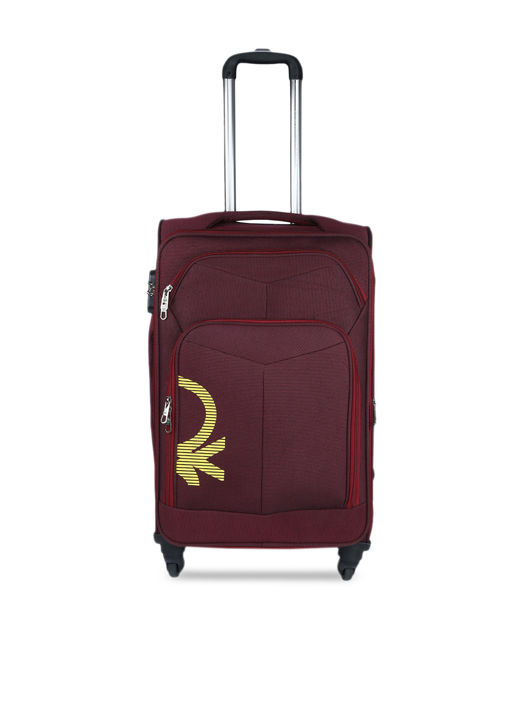 United Colors of Benetton Maroon Medium Trolley Bag