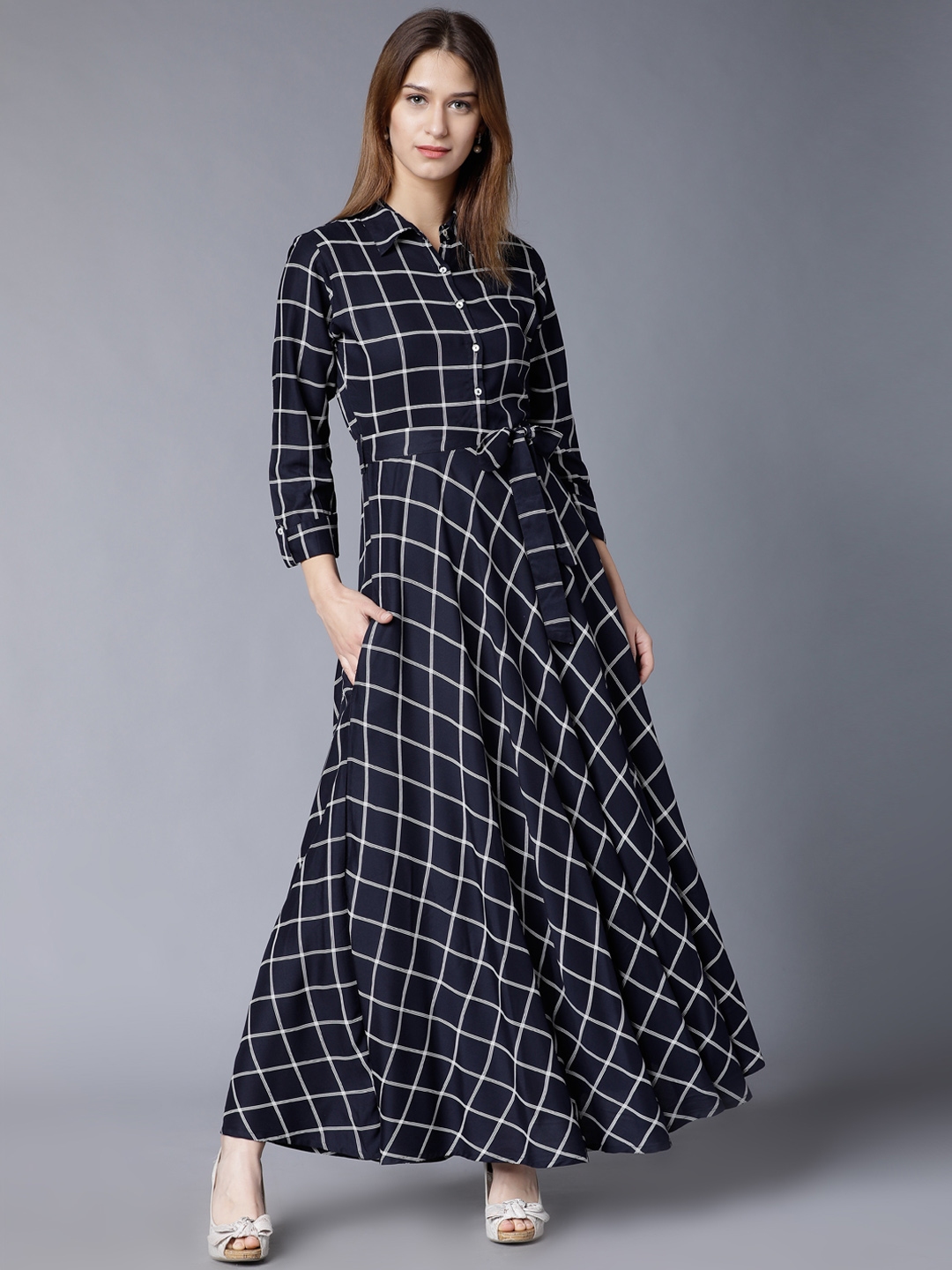 Vishudh navy blue printed maxi dress deals