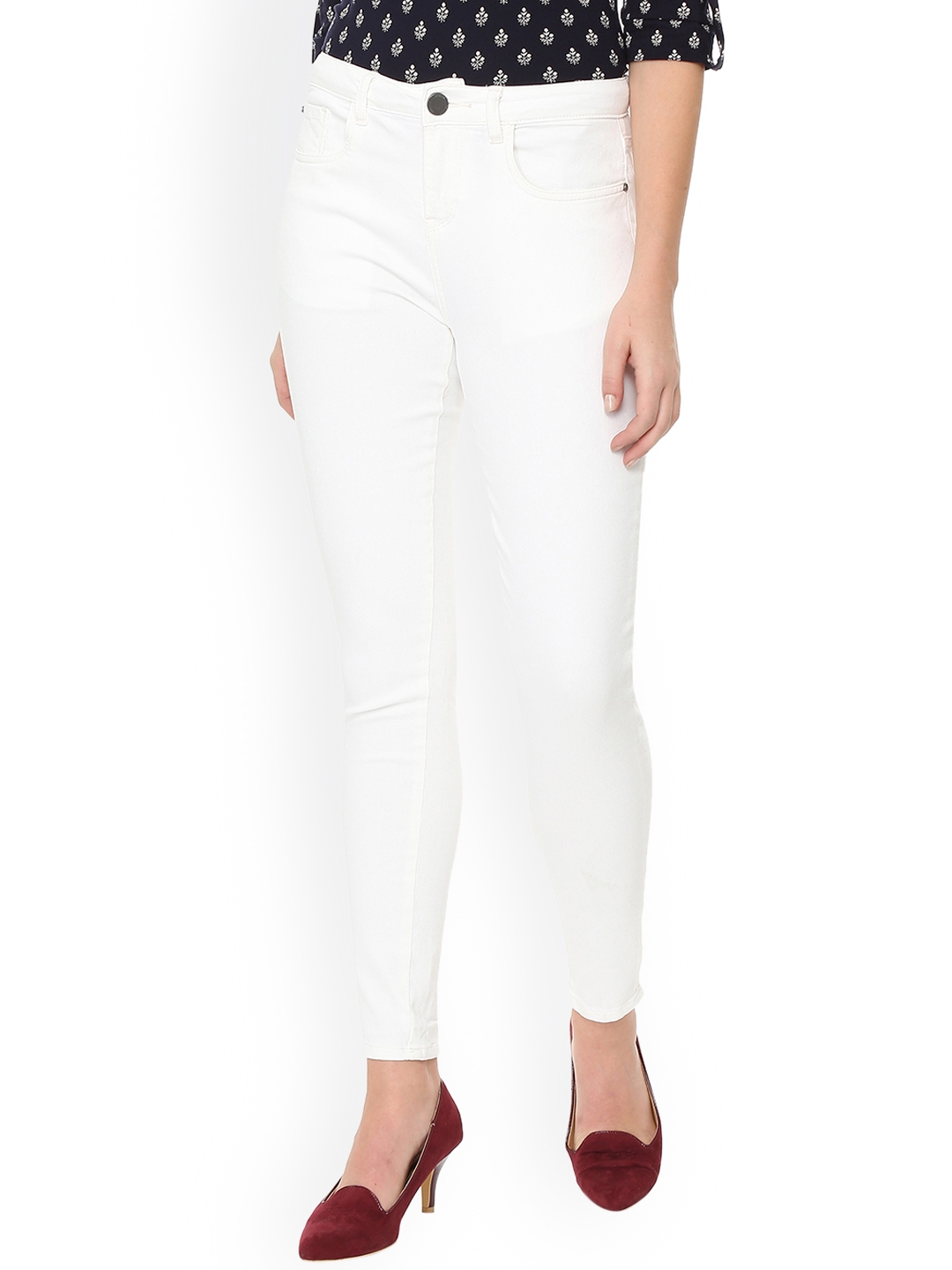 Van Heusen Woman White Skinny Fit Mid Rise Clean Look Jeans Van Heusen Woman Jeans