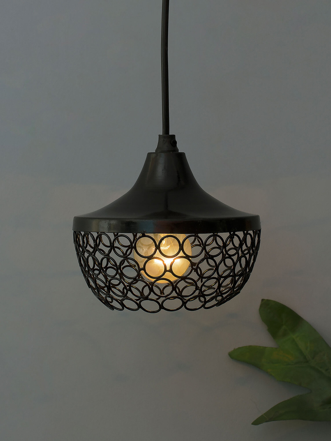 Homesake Black Self Design Handcrafted Goblet Hanging Light