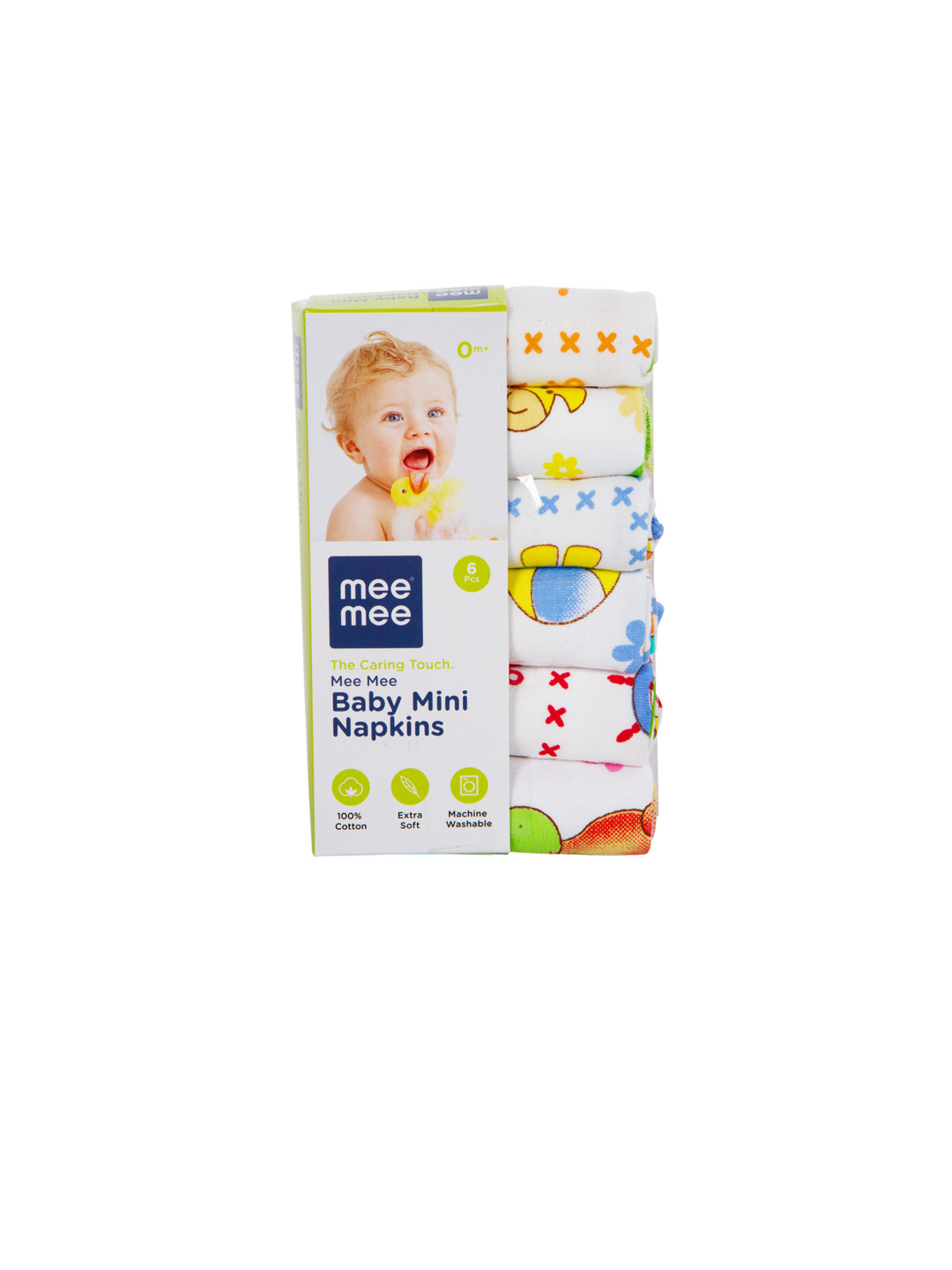 Mee Mee Kids Multicoloured Set of 6 Square Cotton Baby Napkins
