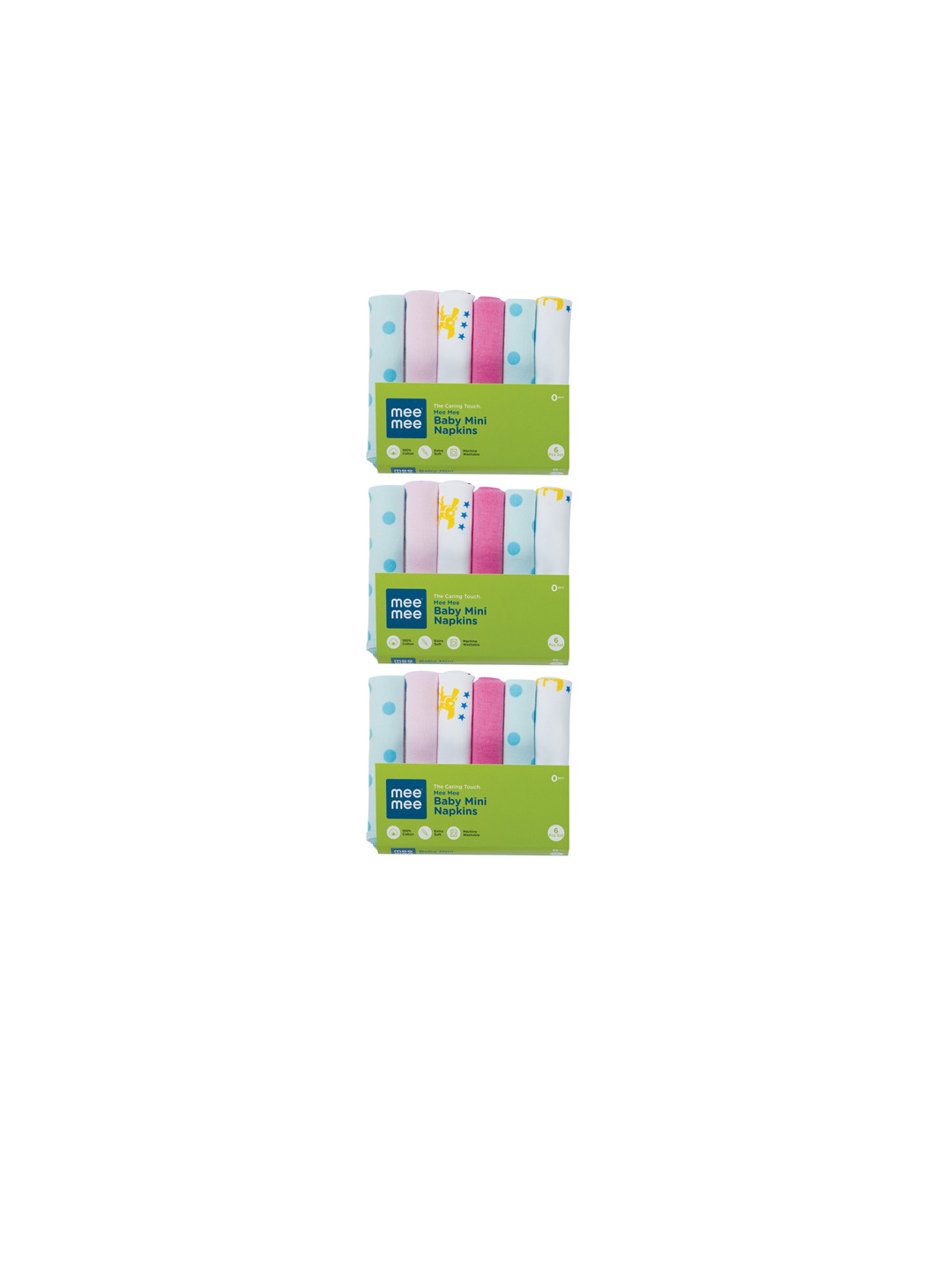 Mee Mee Kids Multicoloured Set of 18 Square (11x2.5x22) Cotton Baby Napkins