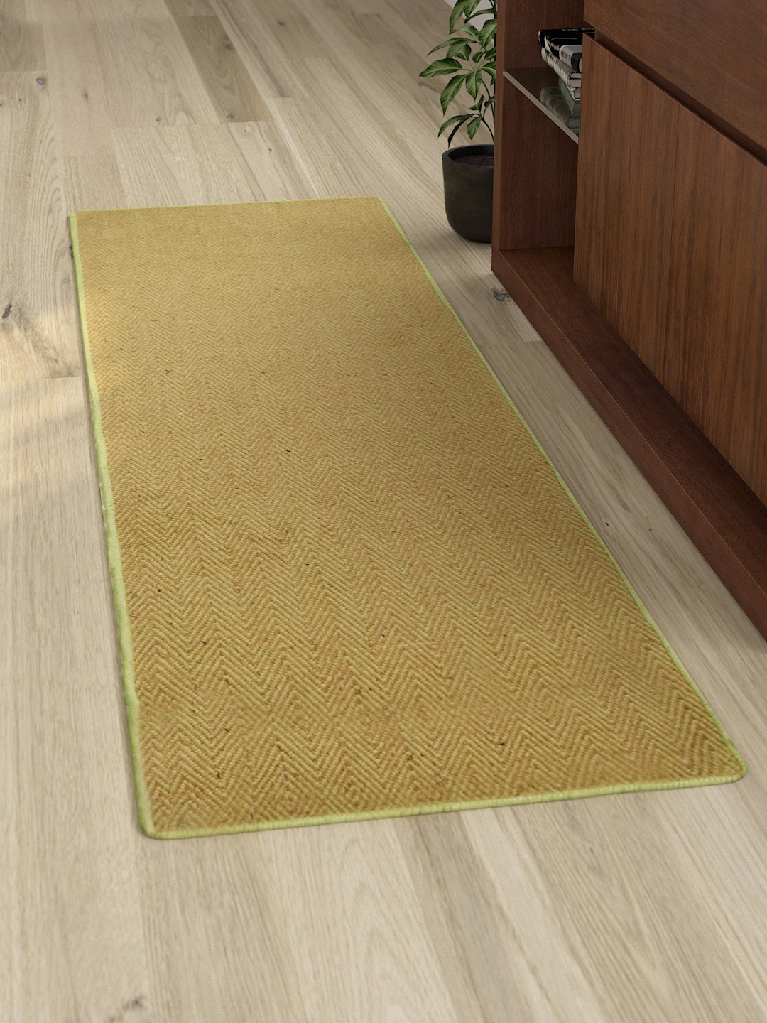 Saral Home Green & Beige Geometric Runner