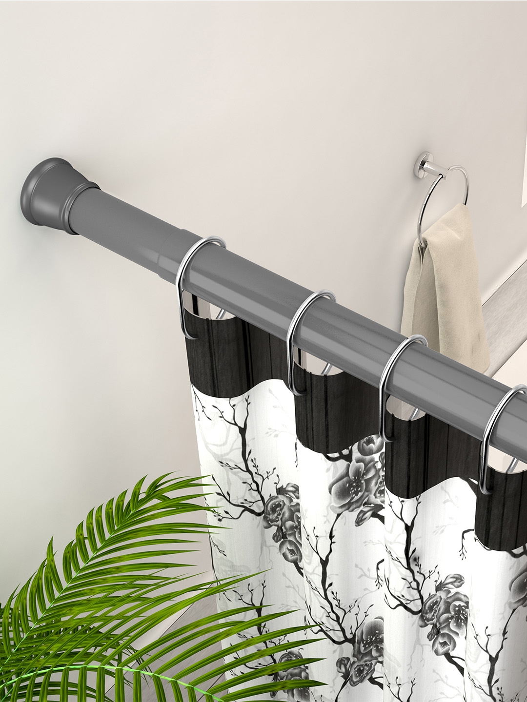 Story@home Grey Solid Shower Curtain Rod
