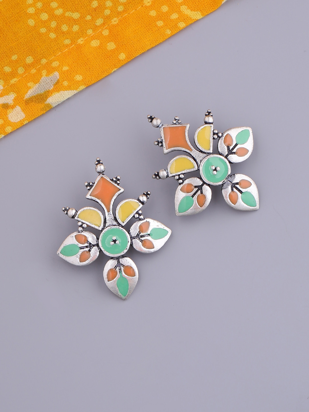 Bagh E Fiza Rangoli Pattern Earrings