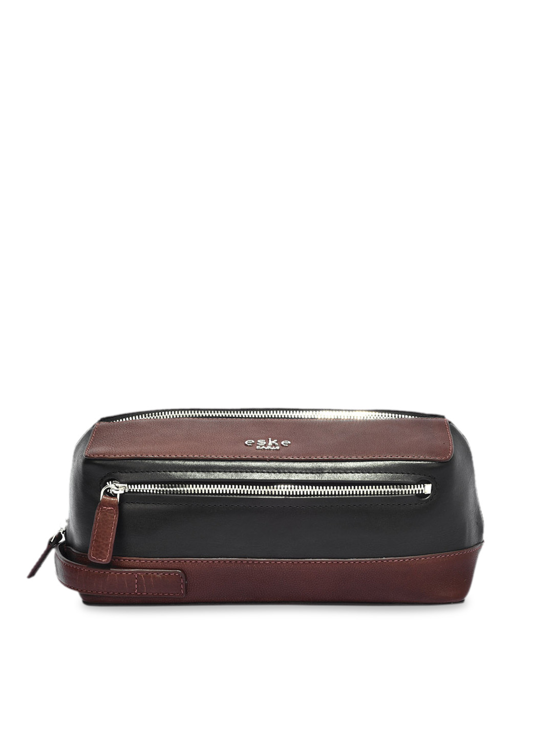 Eske Men Brown & Black Colourblocked Leather Brut Travel Pouch