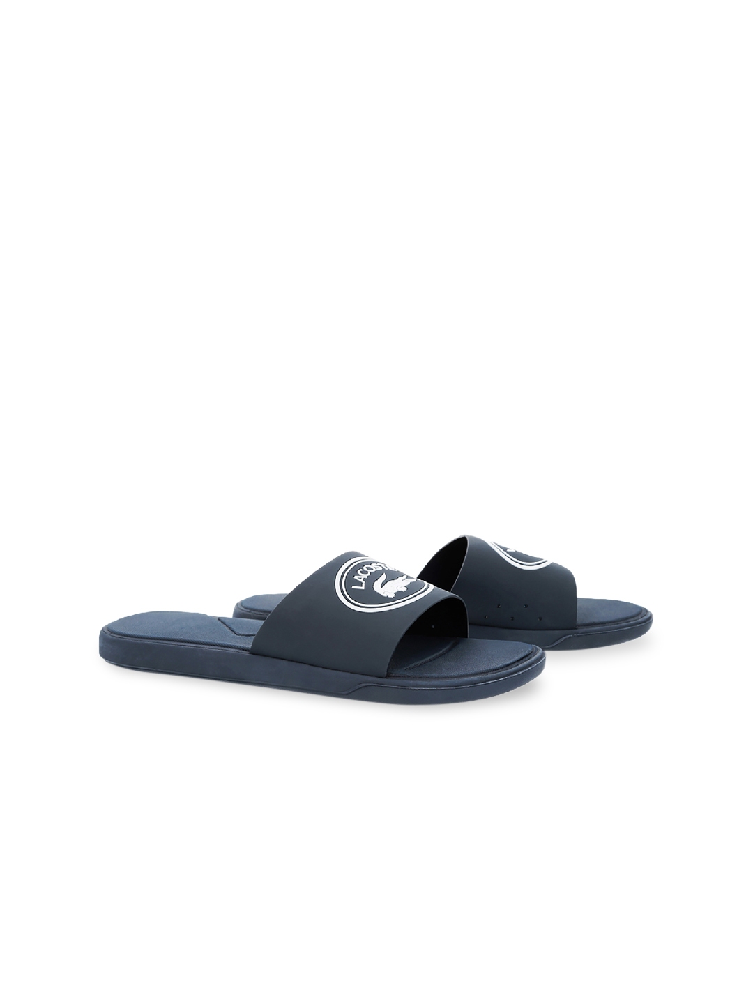 Lacoste Men Navy Blue Printed Sliders