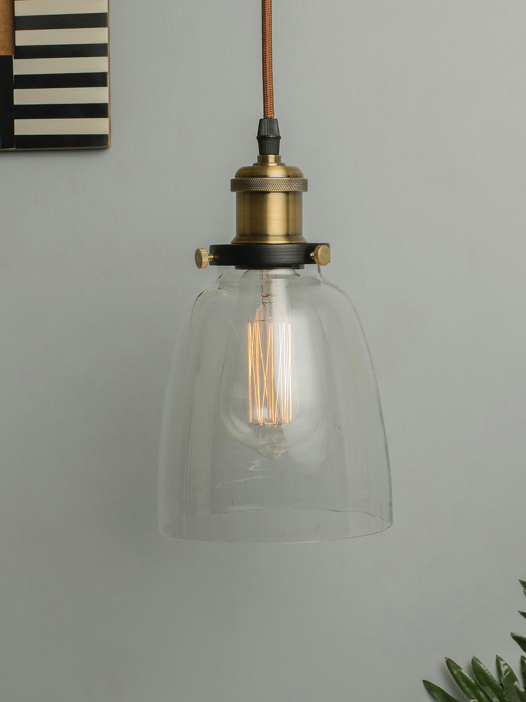 Homesake Transparent Solid Bell-Shaped Glass Handcrafted Hanging Light