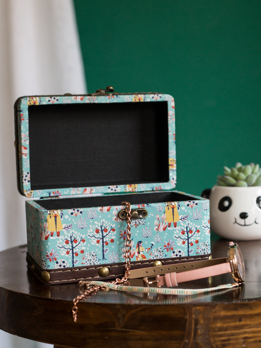 Chumbak Turquoise Blue Printed Desk Organiser