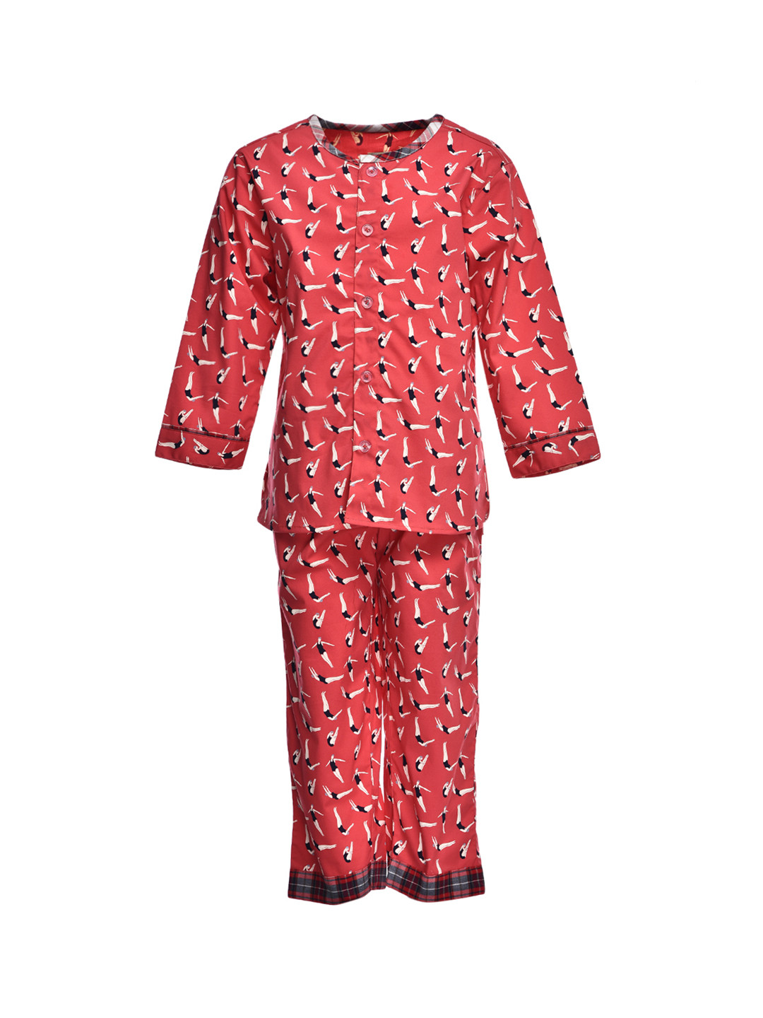 A Little Fable Unisex Red & Black Printed Night Suit ALFns300219
